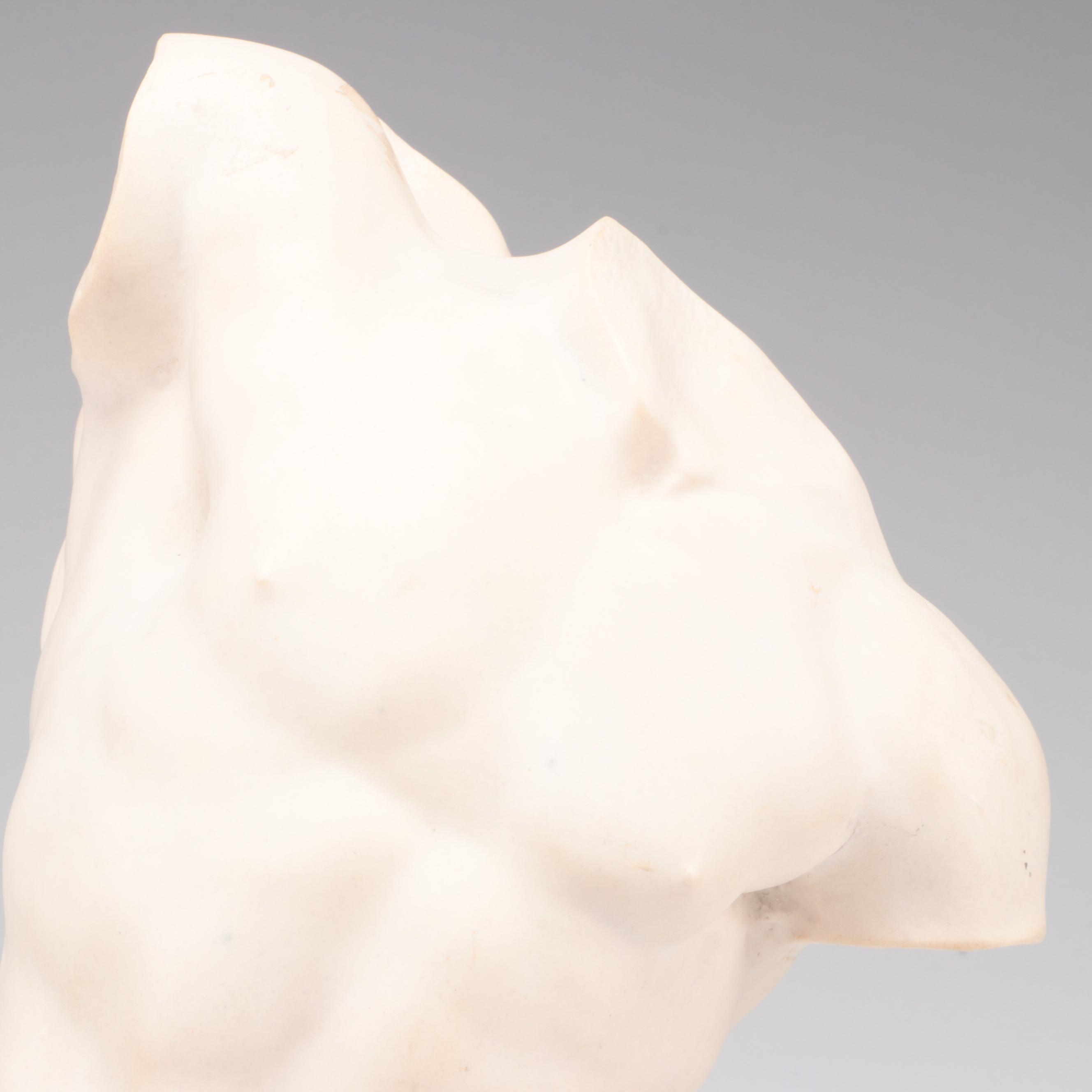 Sculptured Arts Dilettanti Cast Stone Torso on Marble After Aime-Jules Dalou