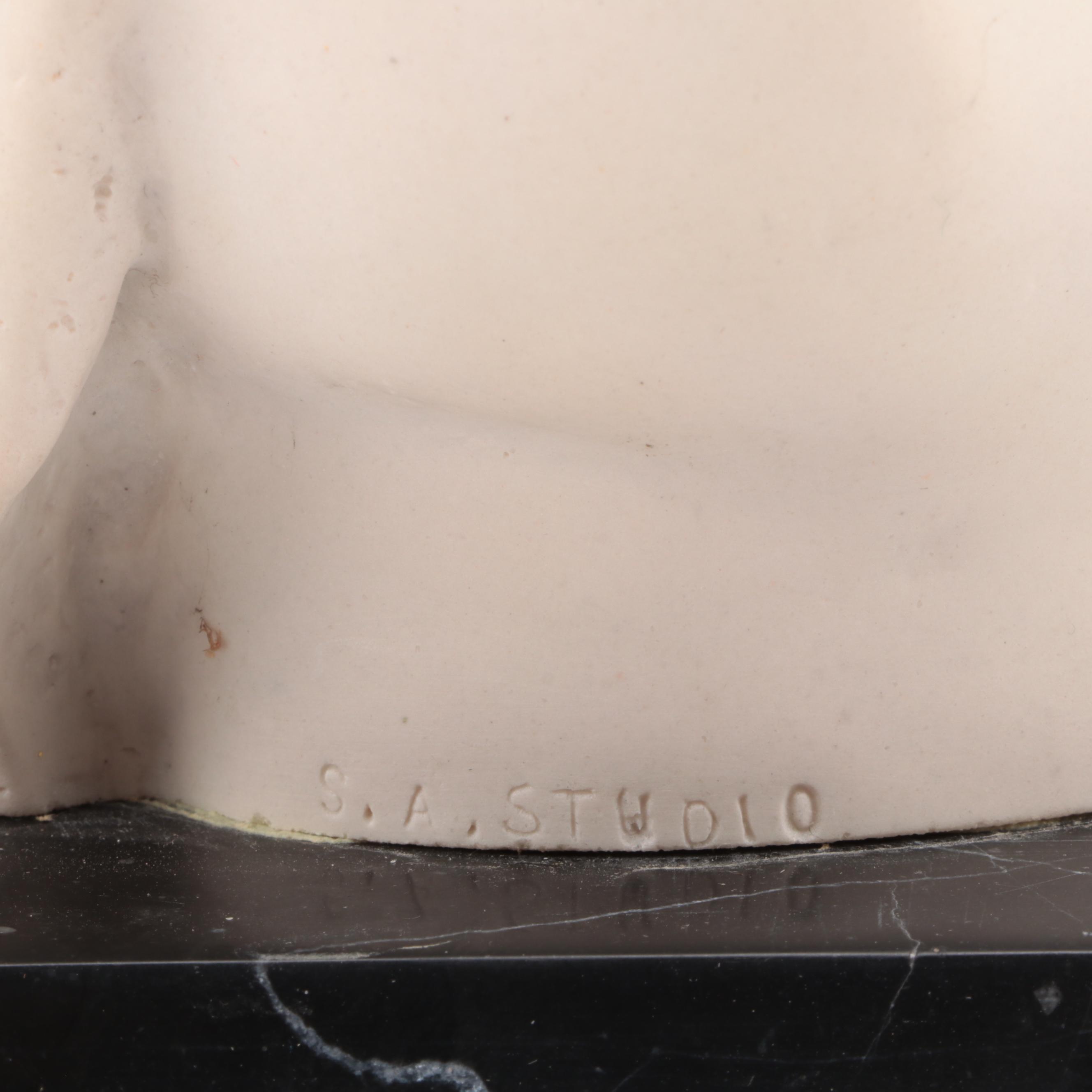 Sculptured Arts Dilettanti Cast Stone Torso on Marble After Aime-Jules Dalou