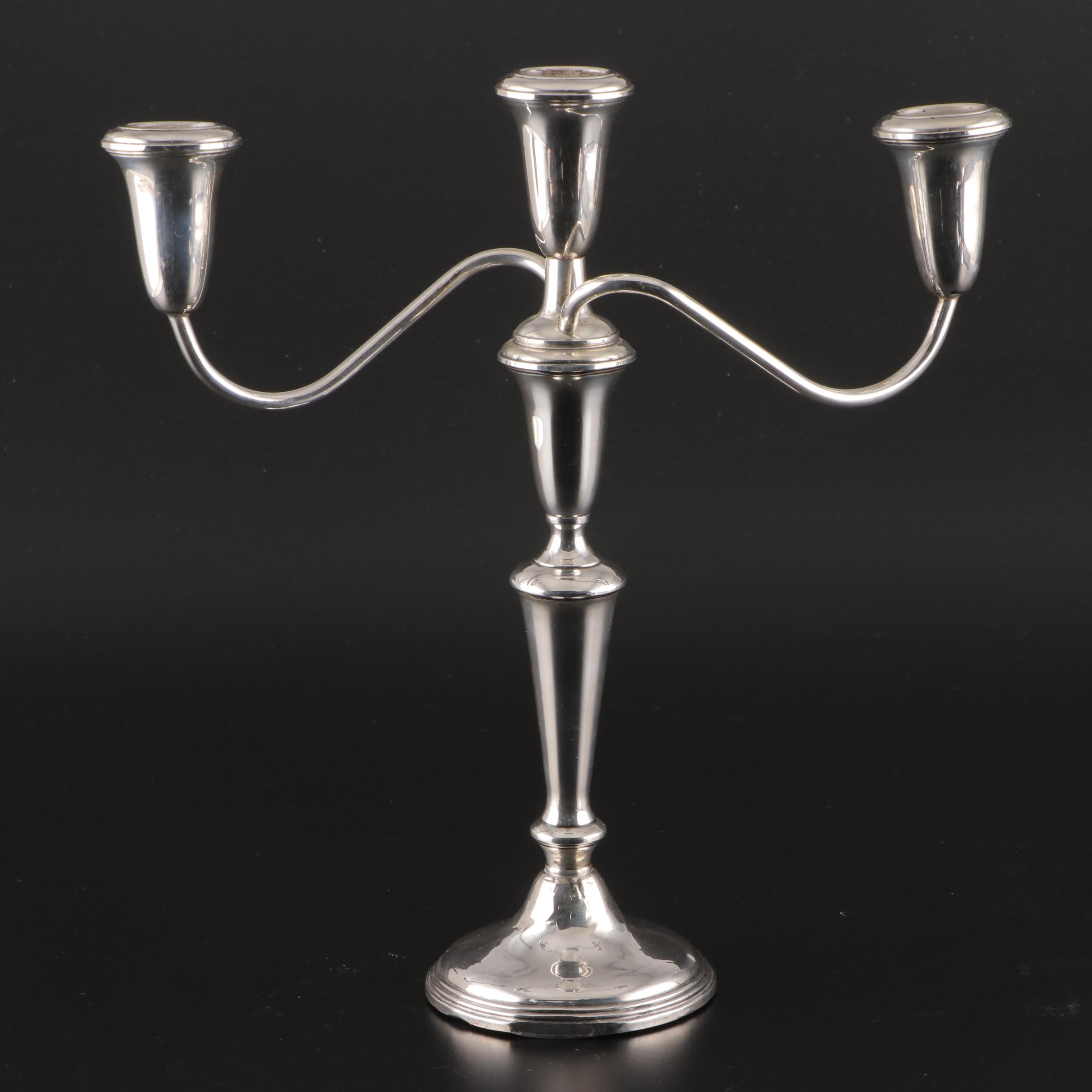 Pair of Empire Sterling Silver Candelabras
