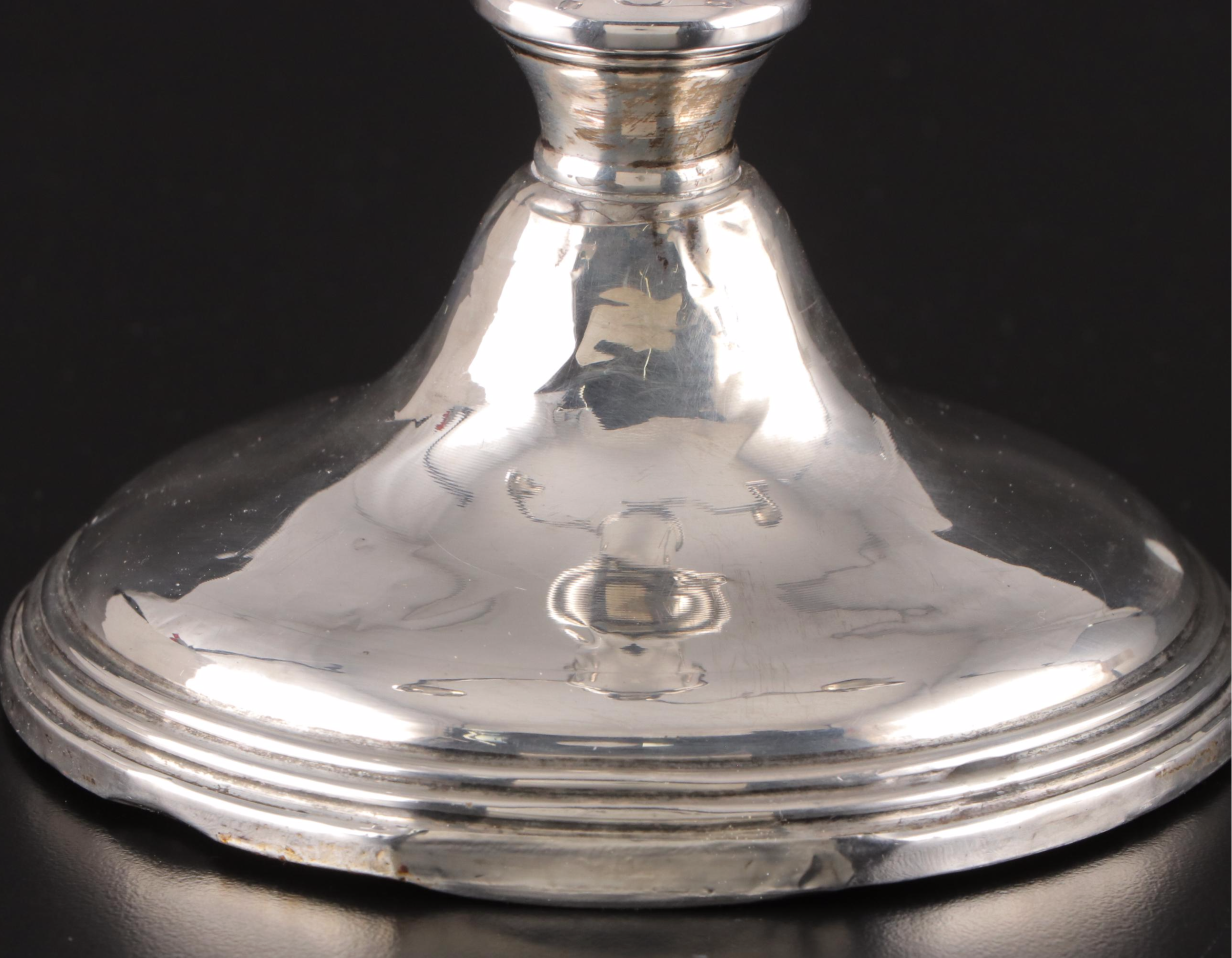 Pair of Empire Sterling Silver Candelabras