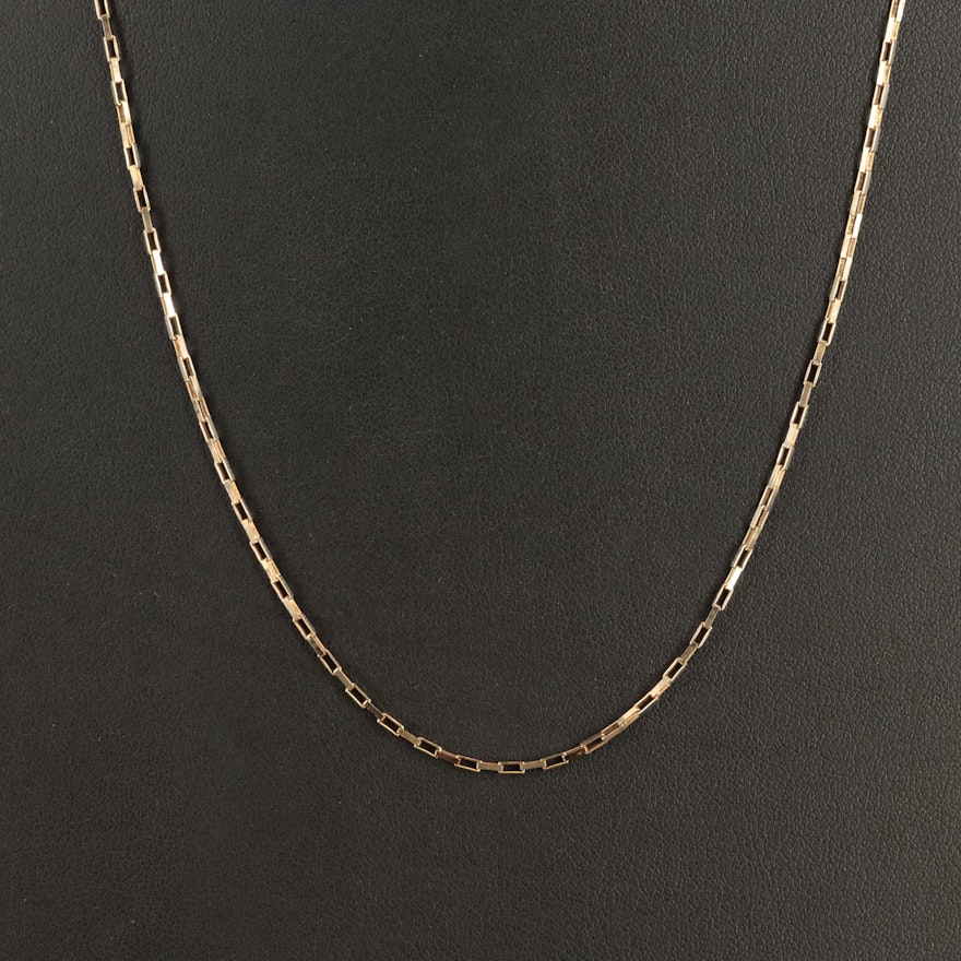 14K Elongated Box Chain Necklace