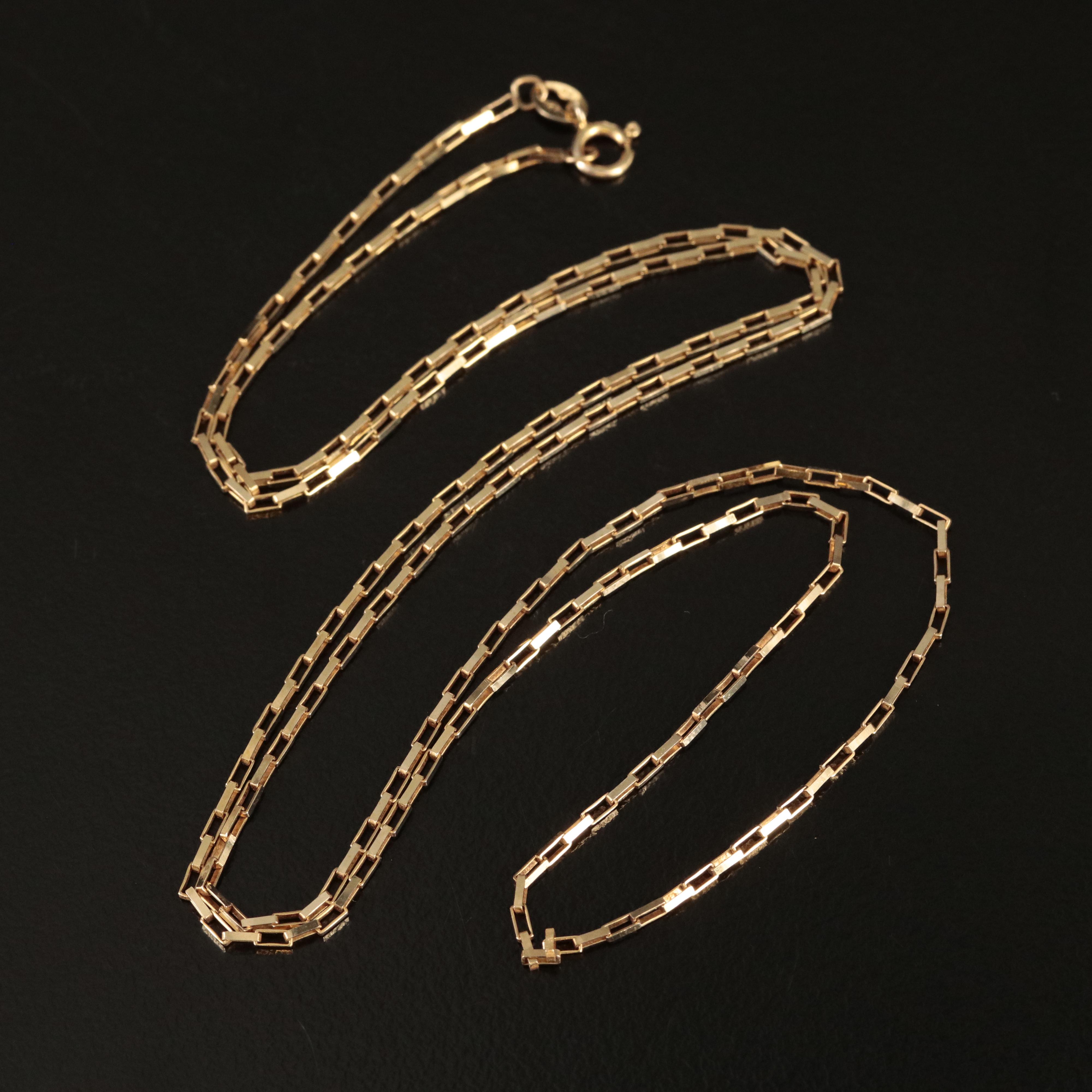 14K Elongated Box Chain Necklace