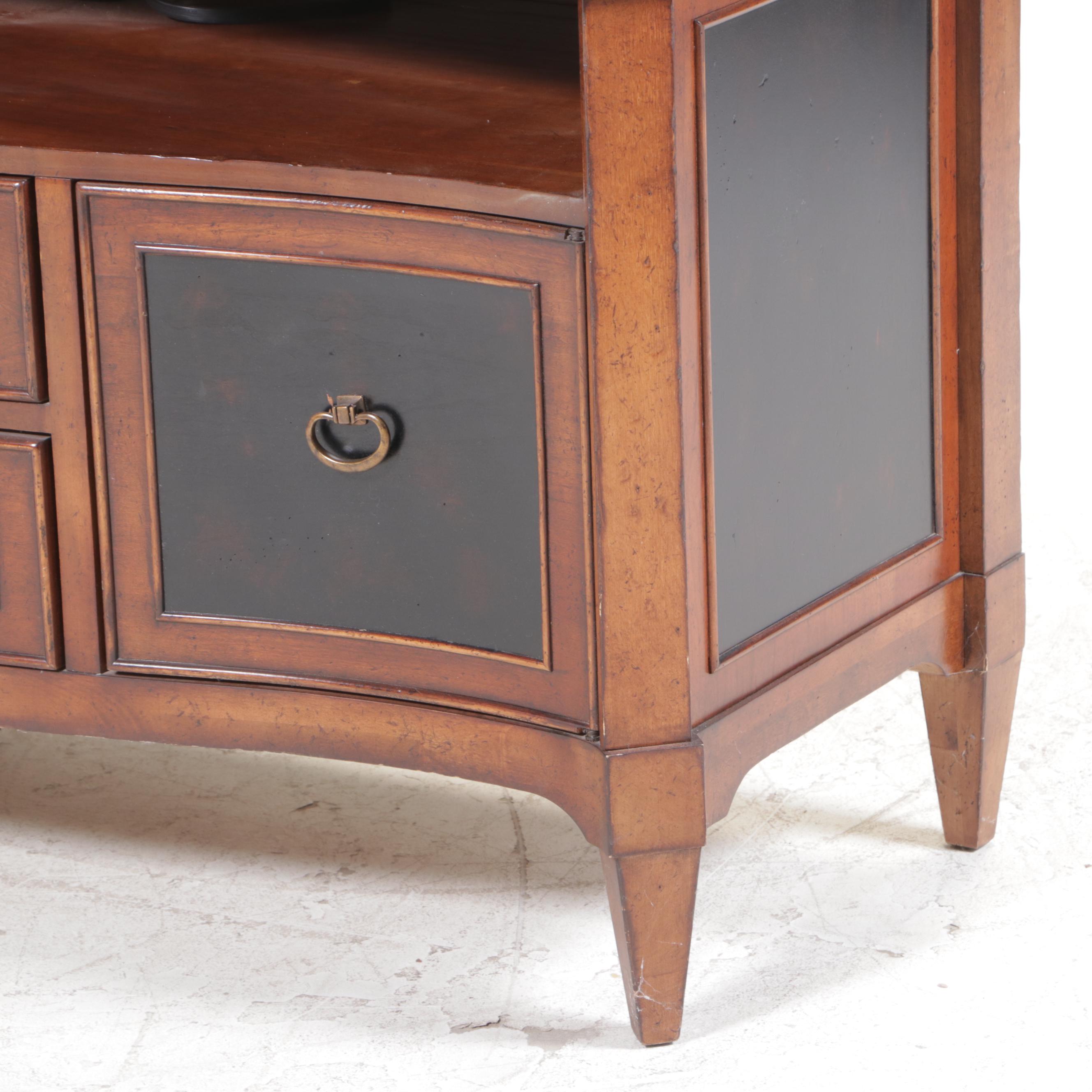 Schnadig "American Kaleidoscope" Hardwood and Parcel-Ebonized TV Console