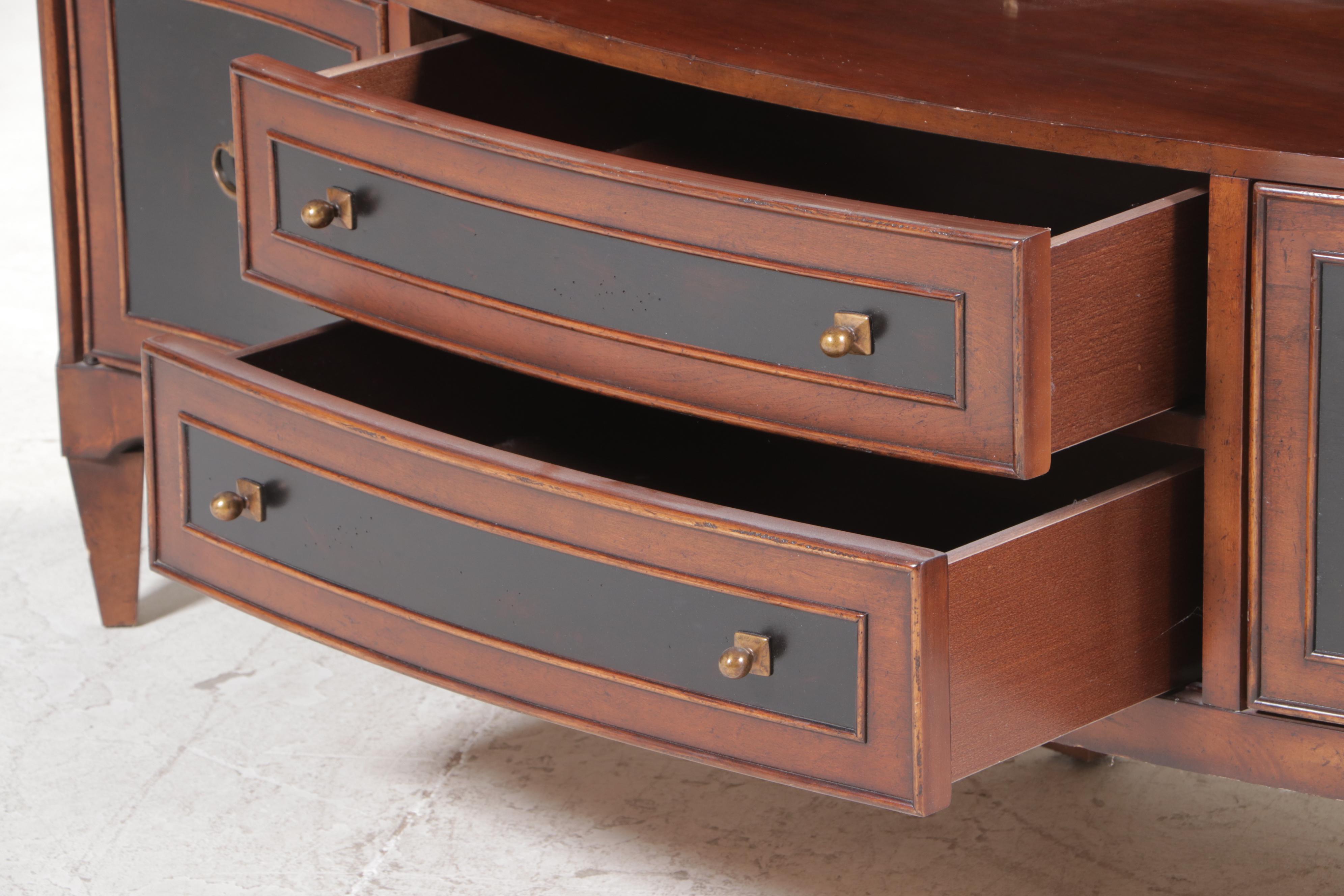 Schnadig "American Kaleidoscope" Hardwood and Parcel-Ebonized TV Console