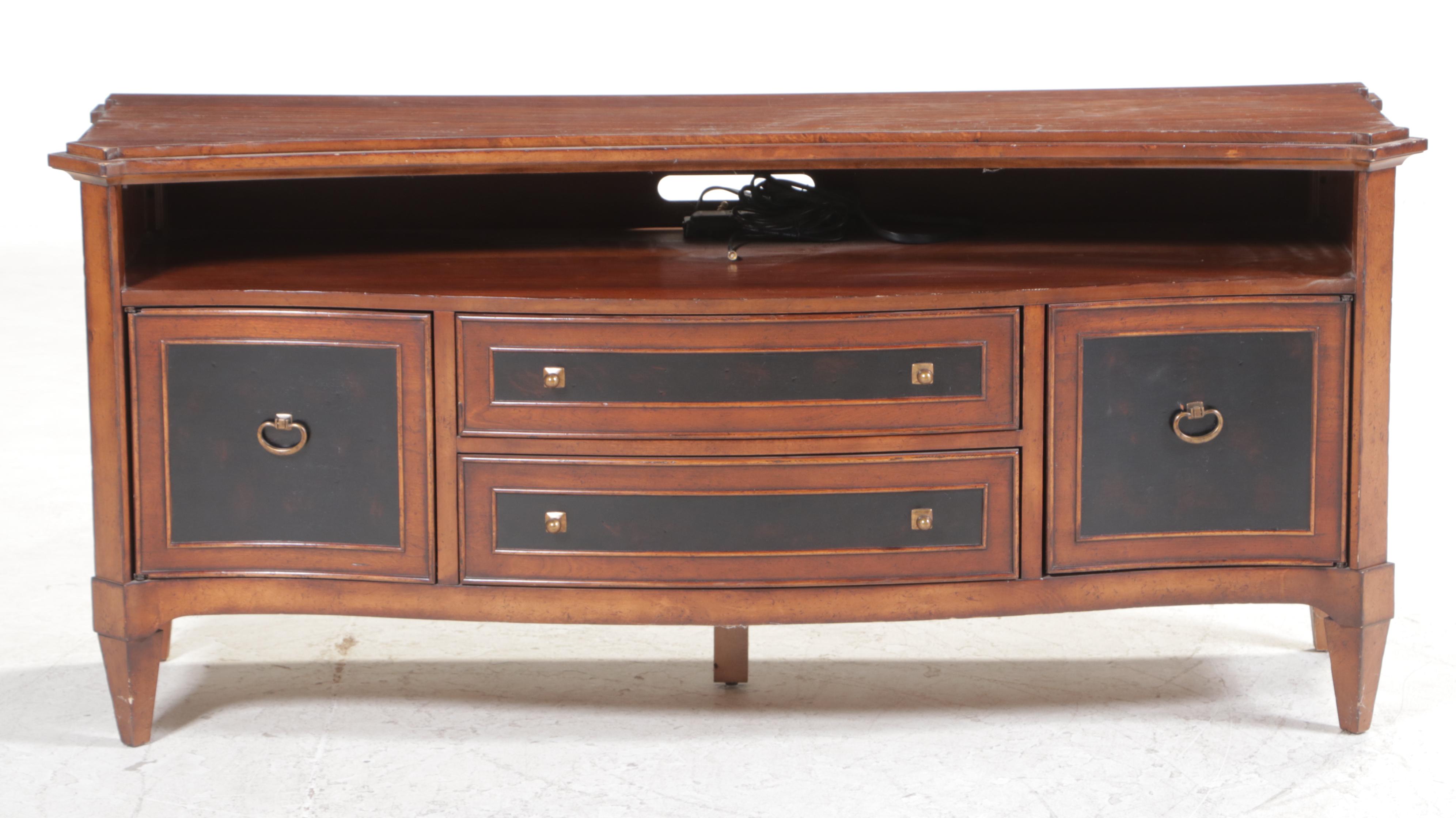 Schnadig "American Kaleidoscope" Hardwood and Parcel-Ebonized TV Console