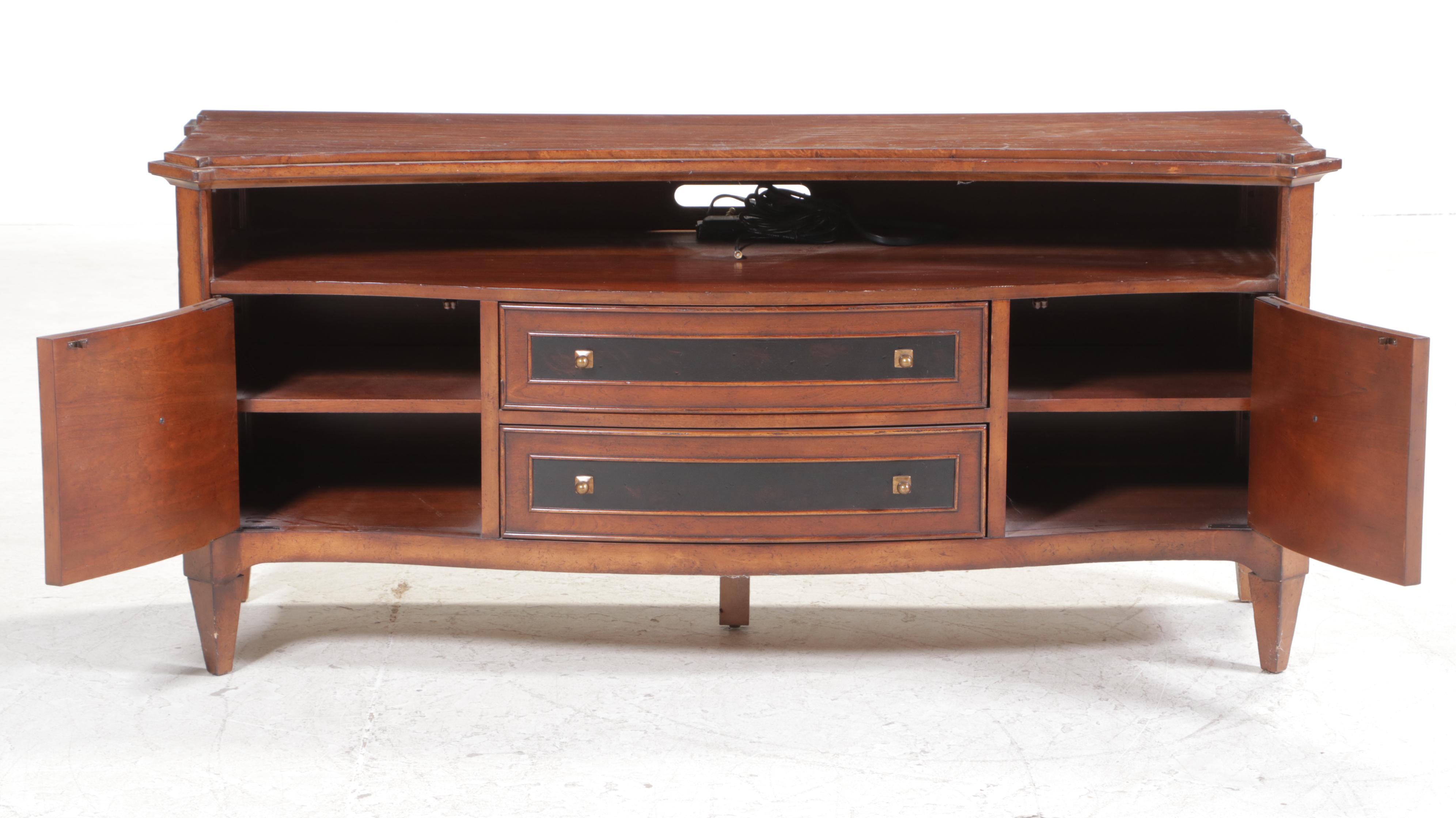 Schnadig "American Kaleidoscope" Hardwood and Parcel-Ebonized TV Console