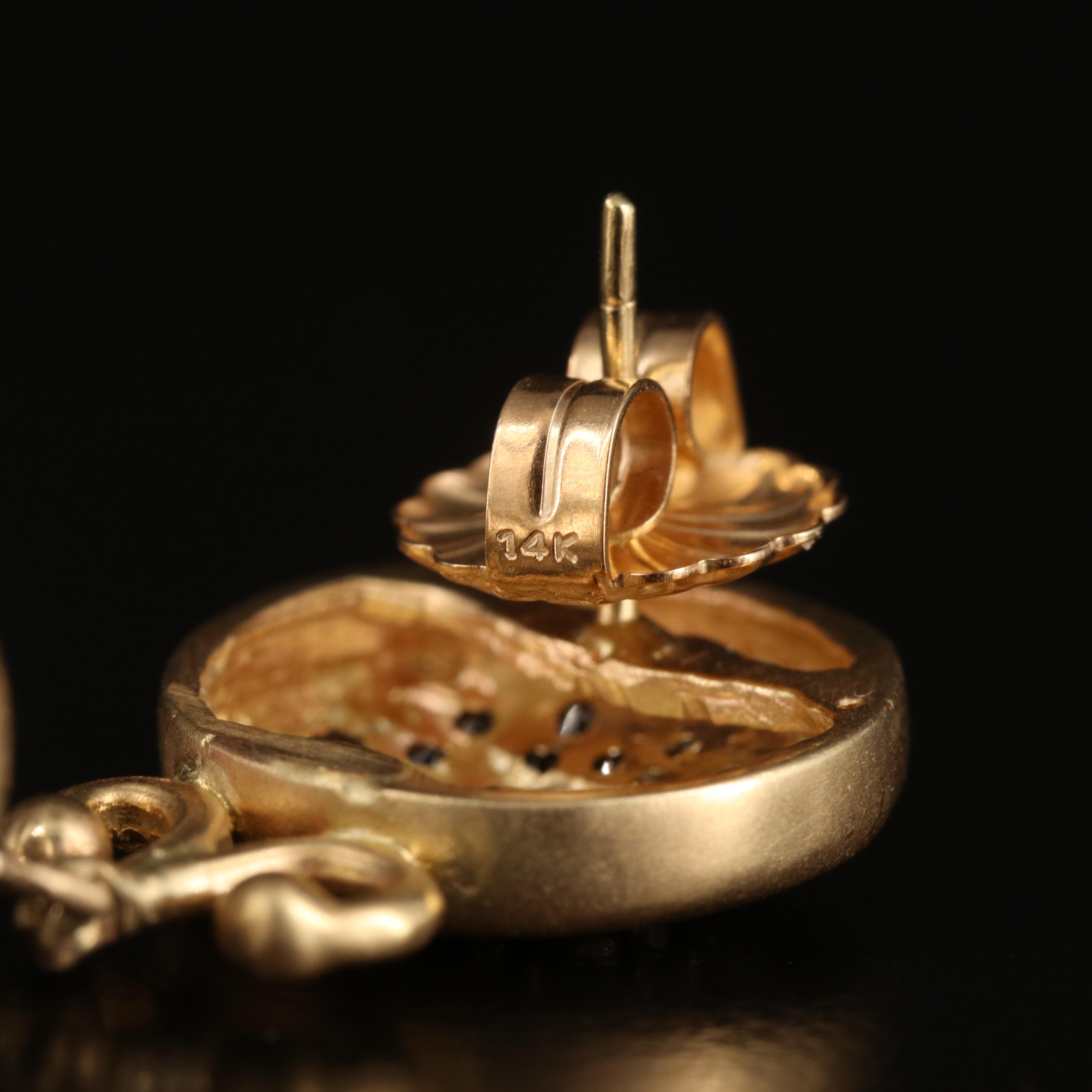 14K Diamond and Imitation Pearl Earrings