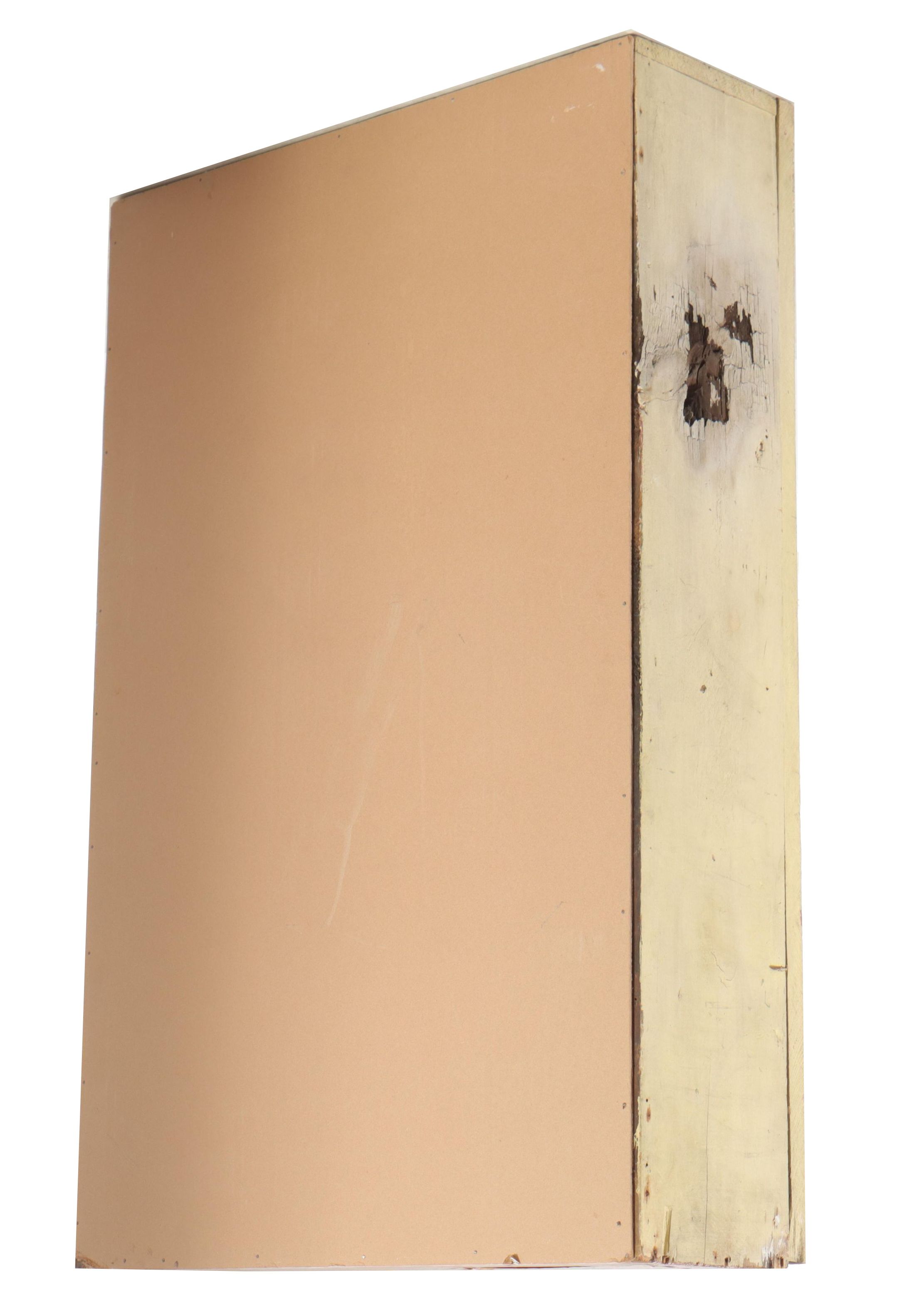 Painted Wooden Wall Cabinet with Mullioned Door, Early 20th Century