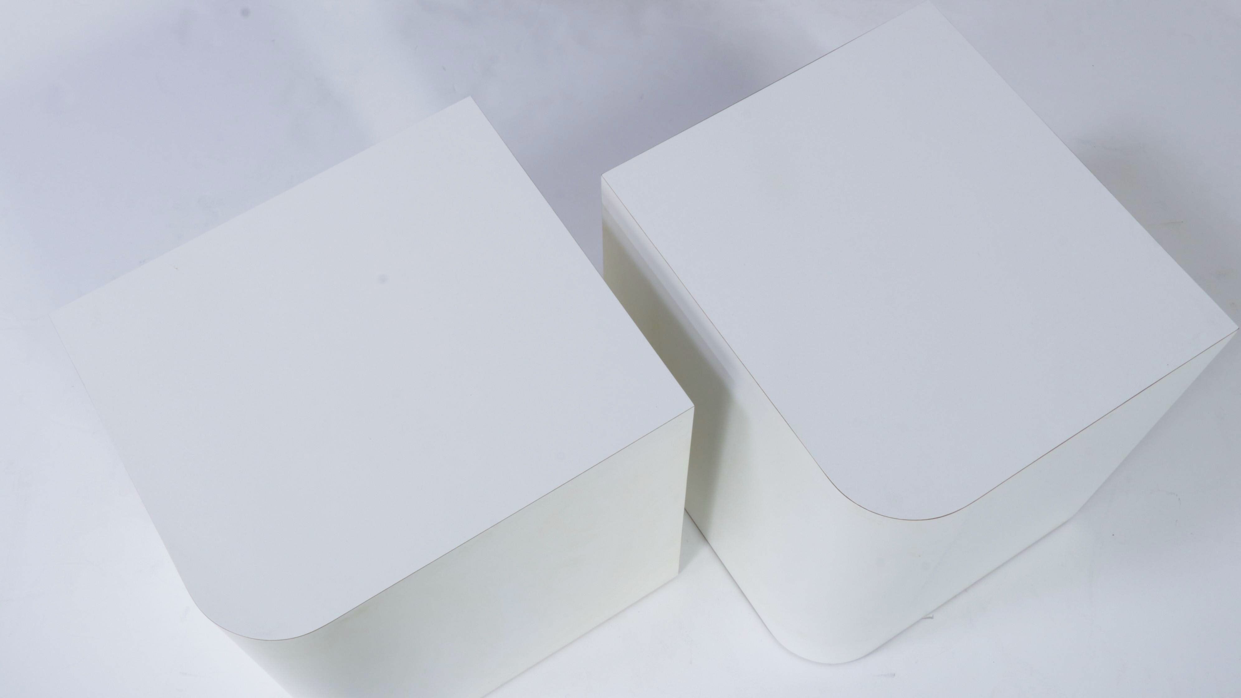 1/3 Pair of Post Modernist White Laminate Side Tables, Late 20th Century