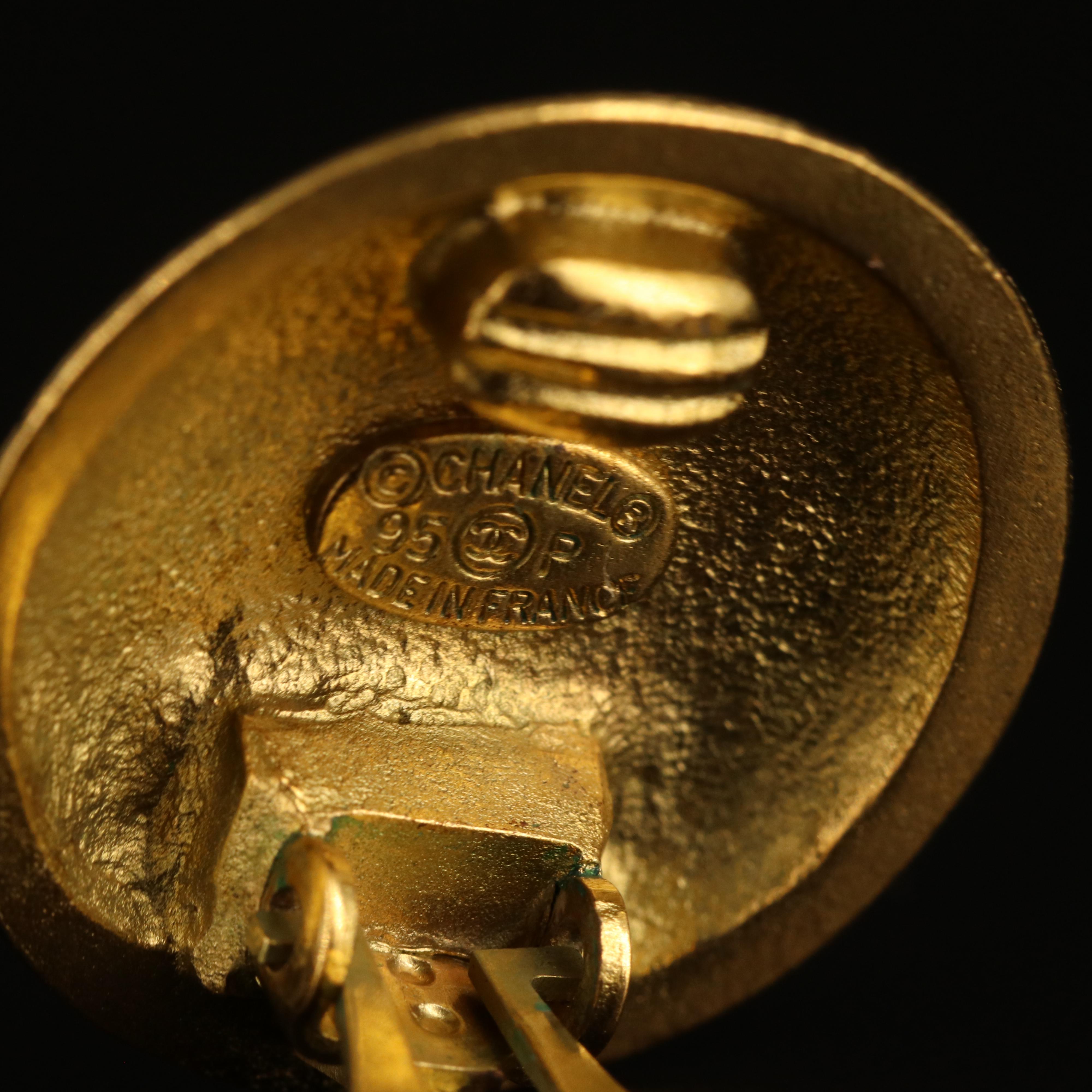 Chanel Logo Faceted Dome Earrings