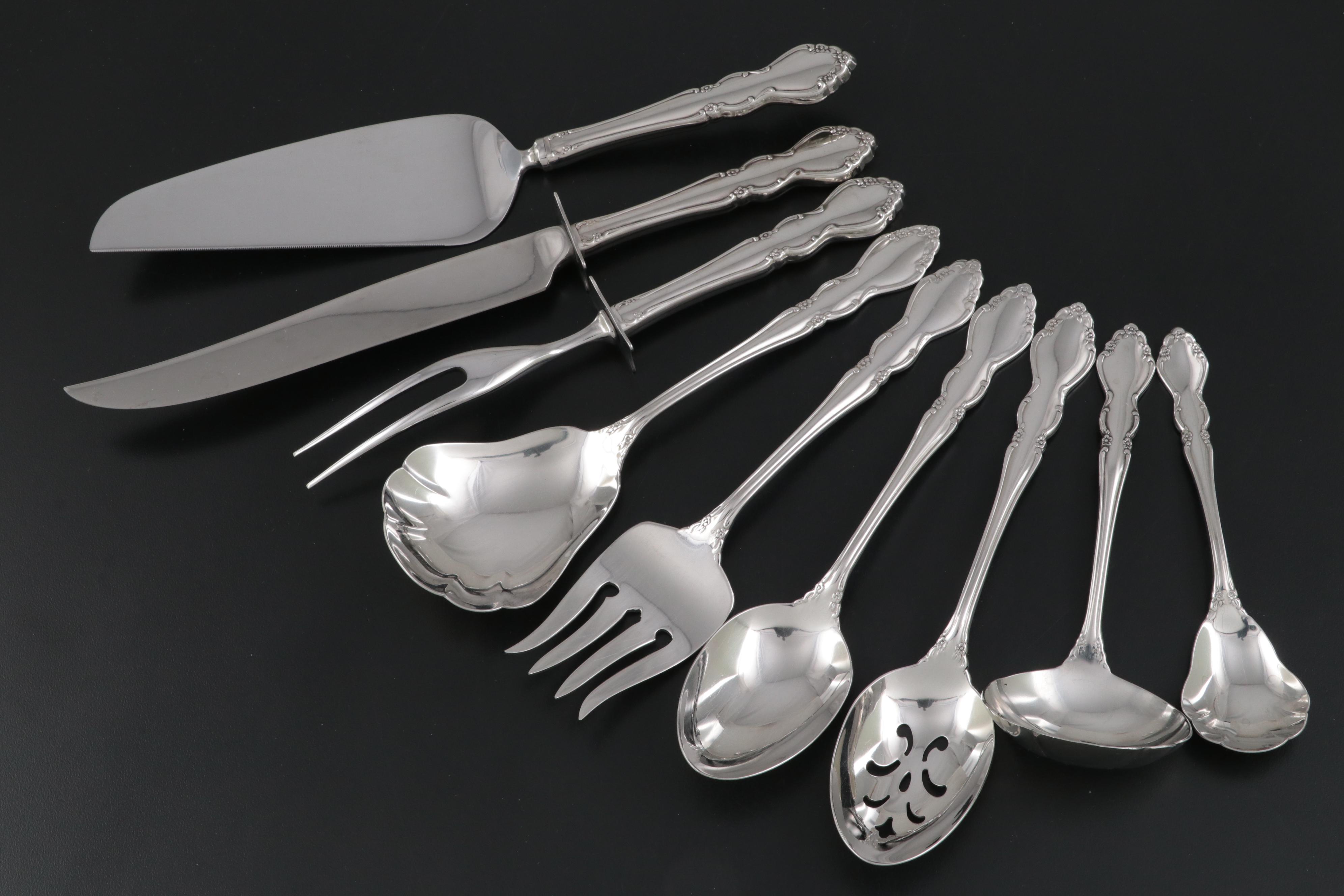 Oneida "Dover" Stainless Steel Flatware in Wooden Case, Mid to Late 20th Century