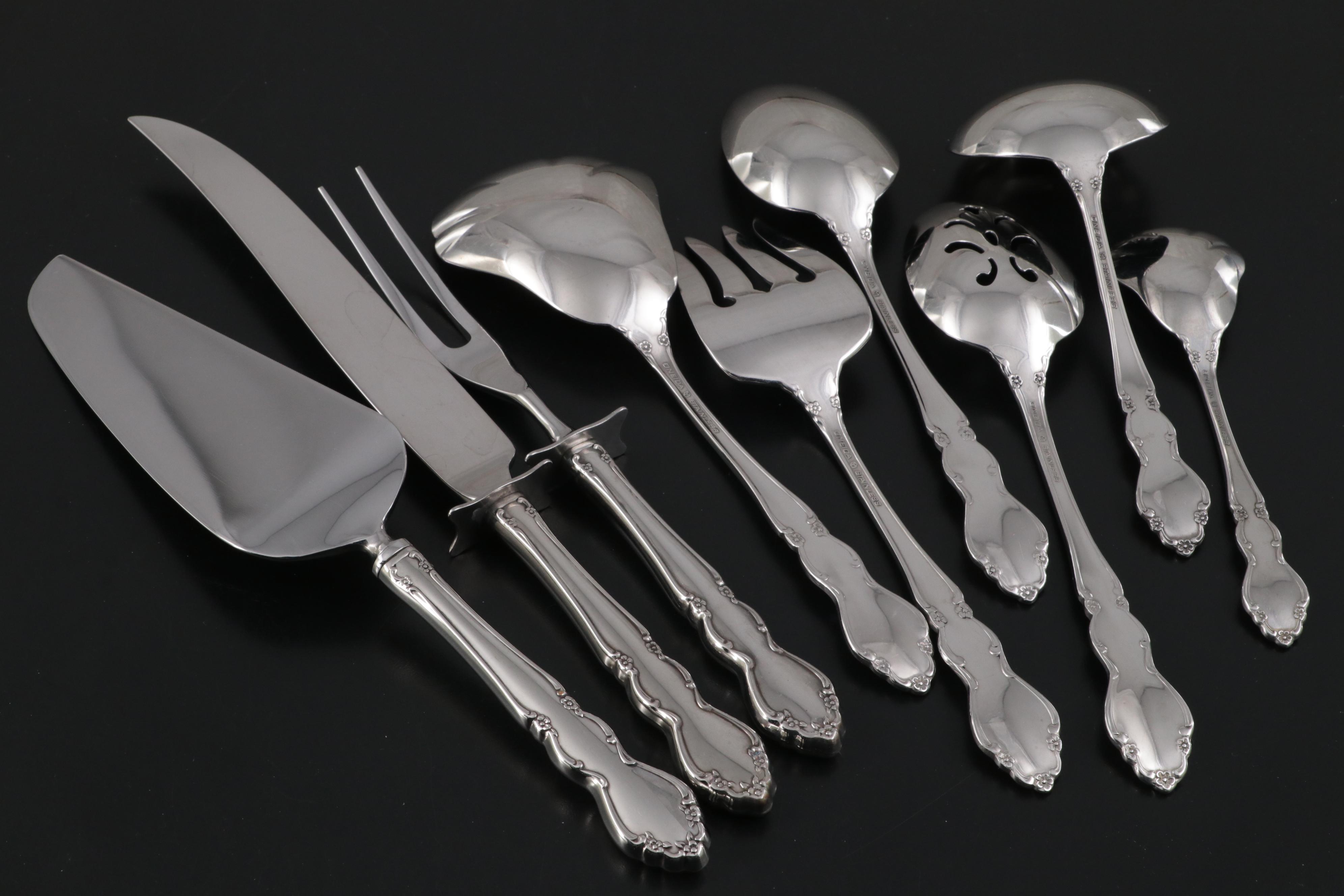 Oneida "Dover" Stainless Steel Flatware in Wooden Case, Mid to Late 20th Century