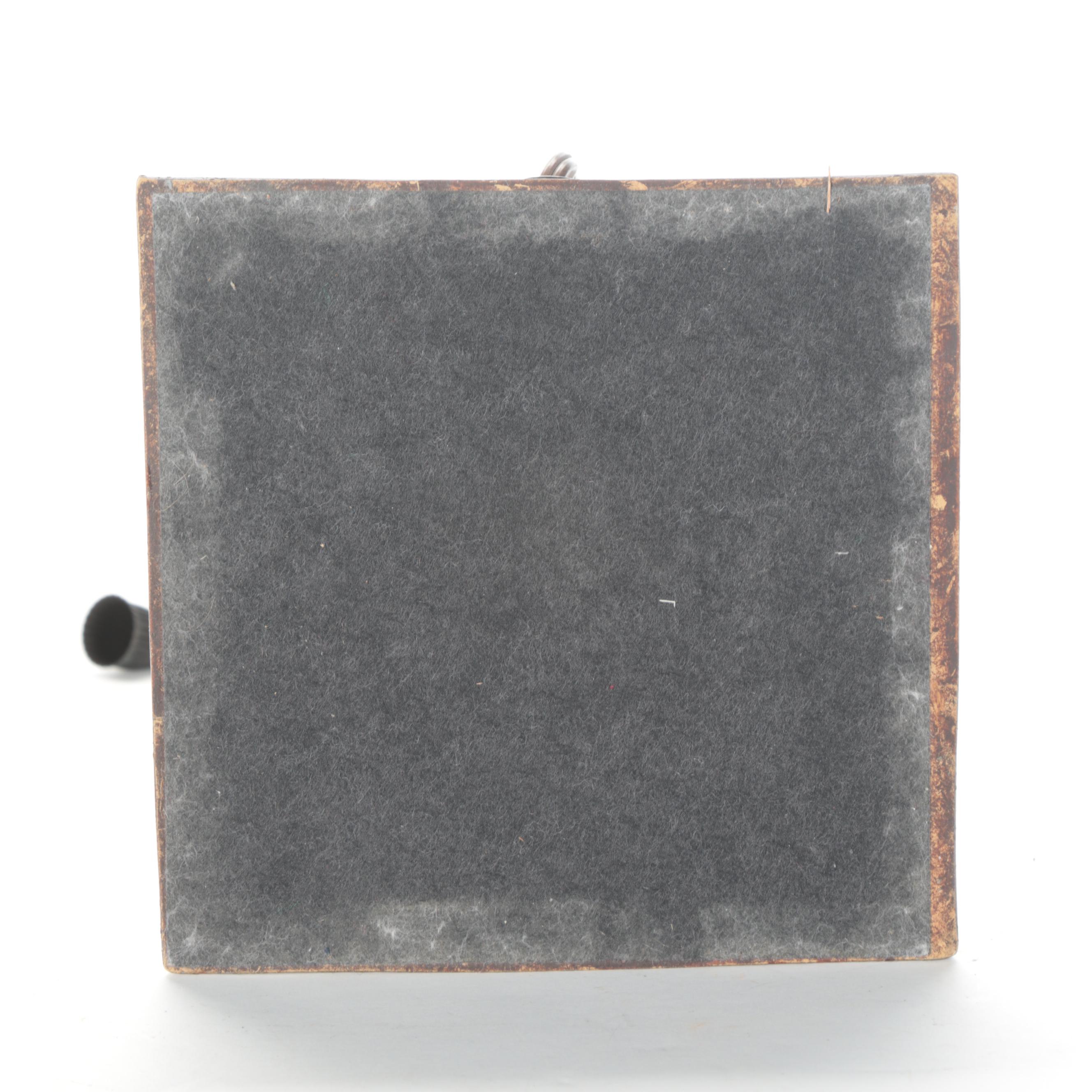 Arts and Crafts Prairie Style Pressed Metal and Slag Glass Lamp, Mid/Late 20th C