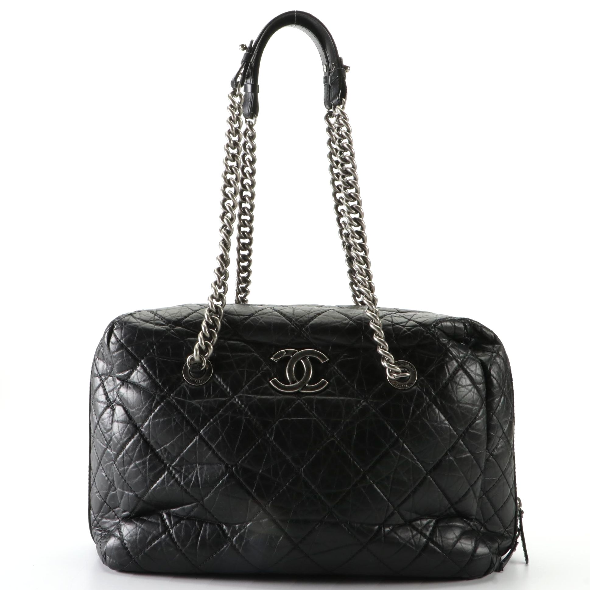 Chanel Secret Tag Bowling Bag in Quilted Leather