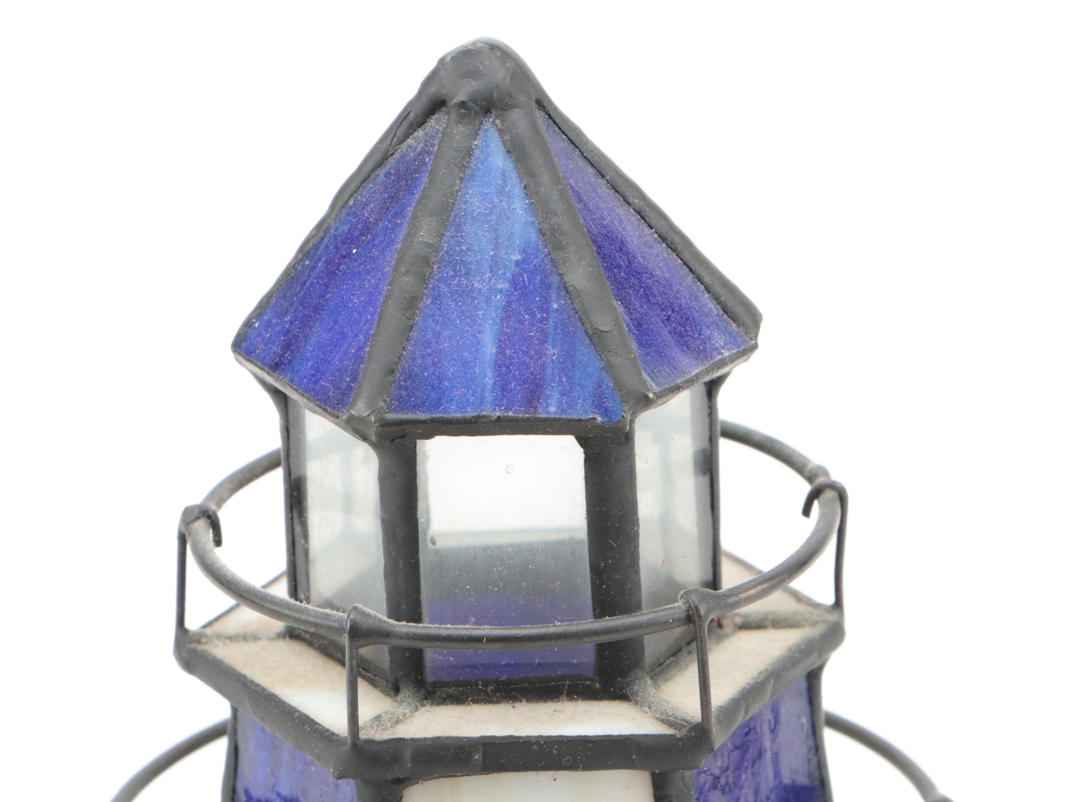 Slag Glass Lighthouse Accent Lamp