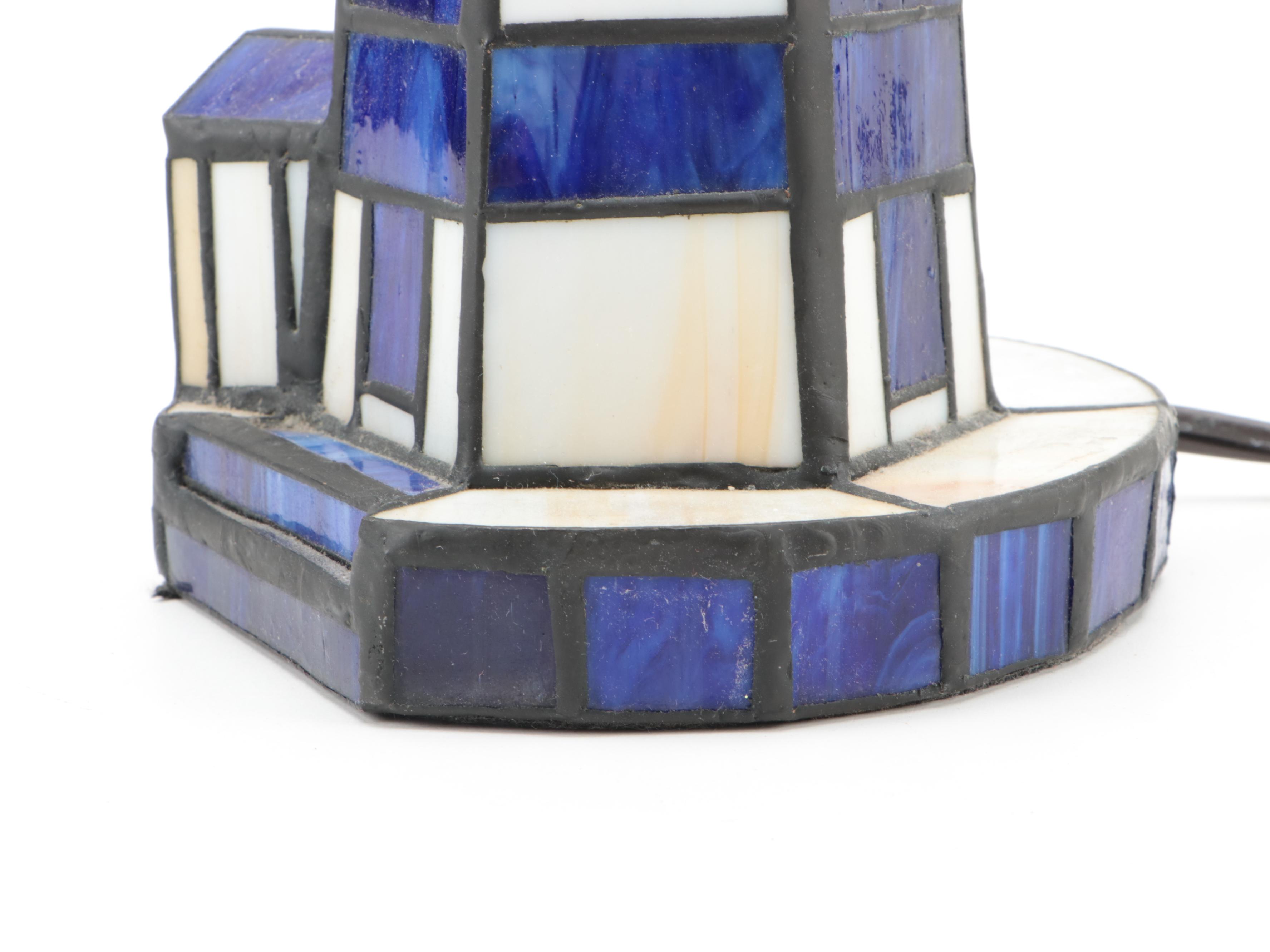 Slag Glass Lighthouse Accent Lamp