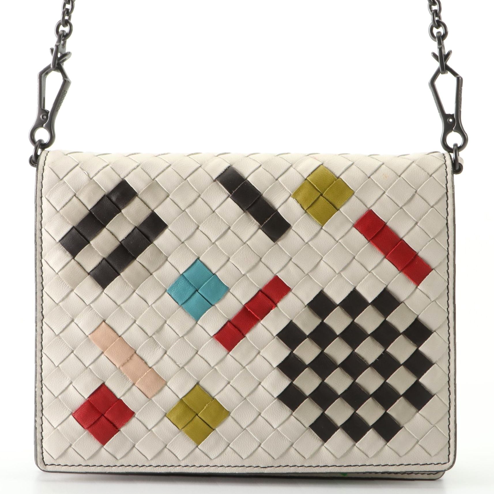 Bottega Veneta Wallet on Chain in Intrecciato and Smooth Nappa Leather with Box