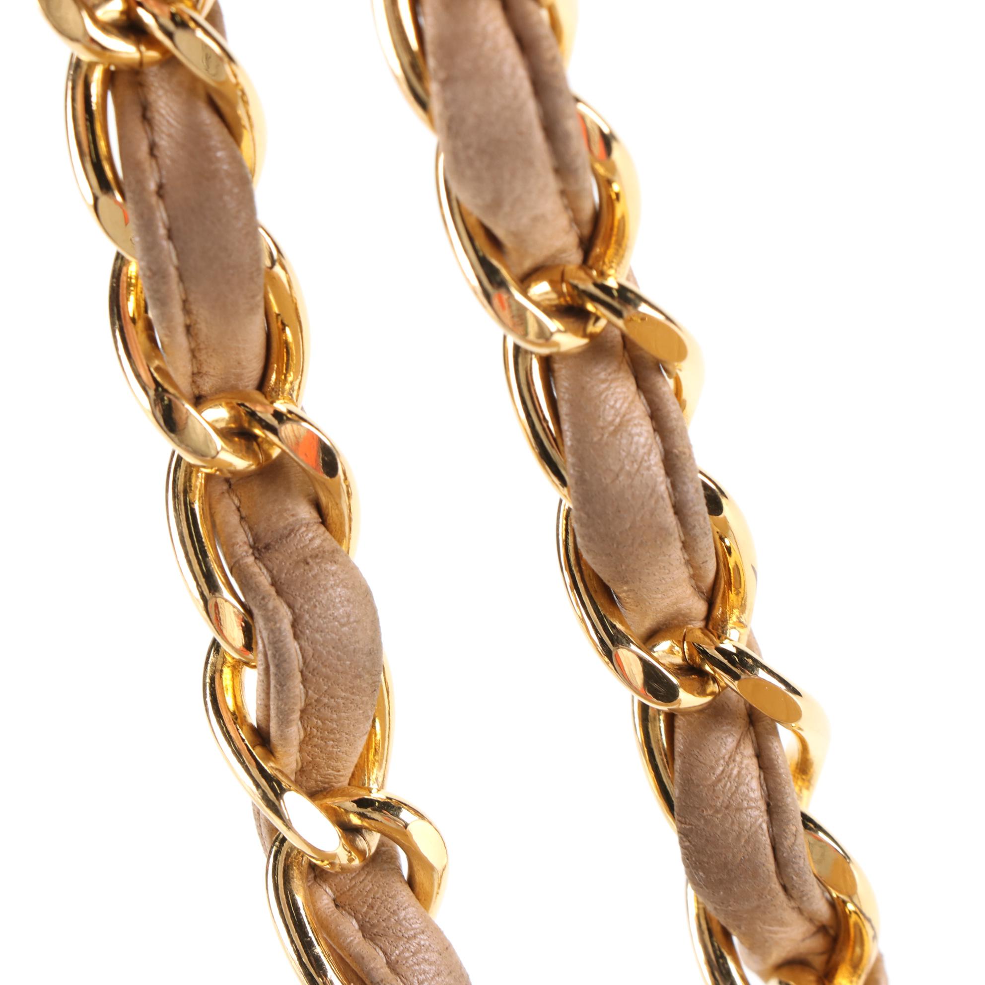 Chanel Jumbo Classic Flap Shoulder Bag in Beige Quilted Leather and Chain Strap