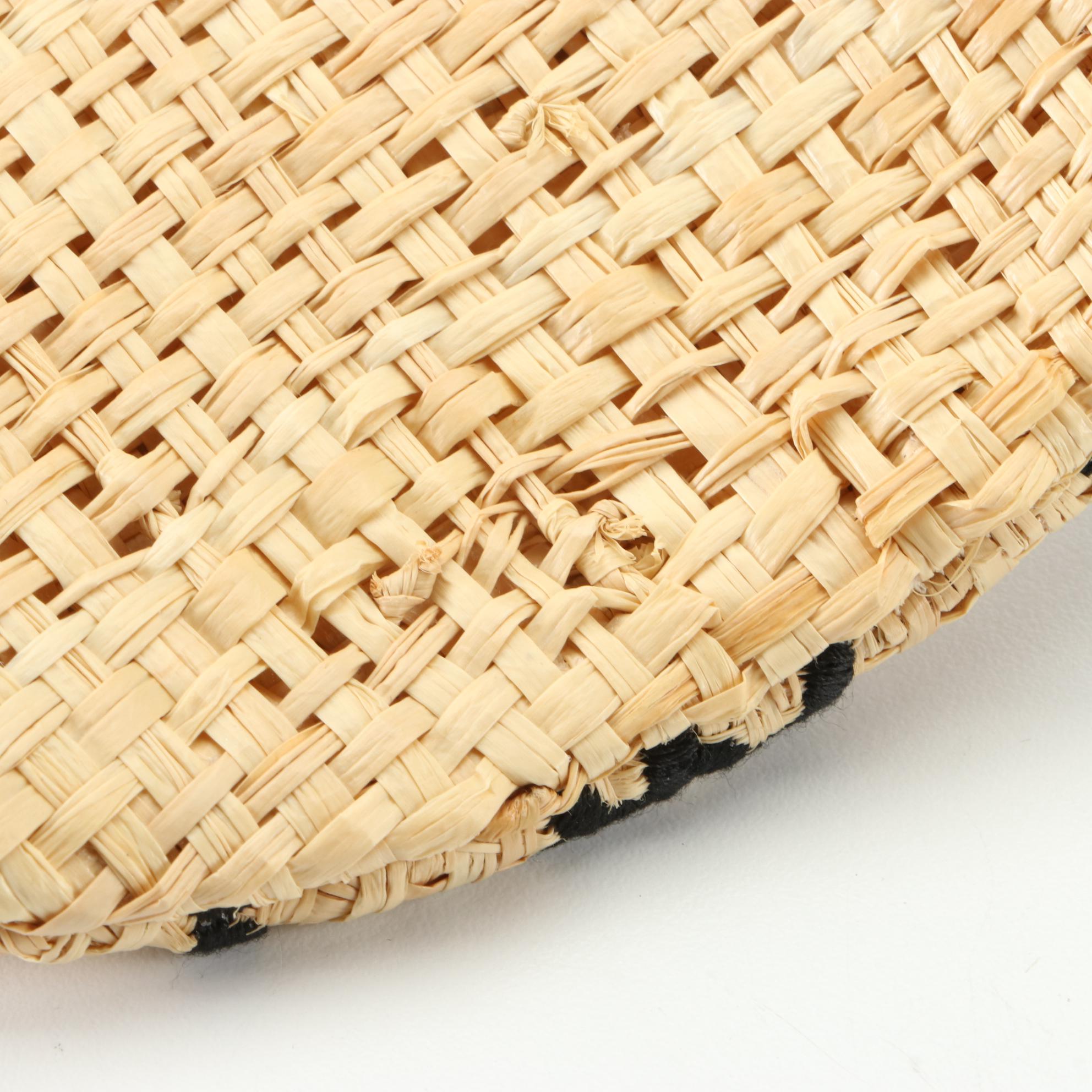 Gucci GG Embroidered Woven Raffia Baseball Cap with Cobra Snakeskin Trim