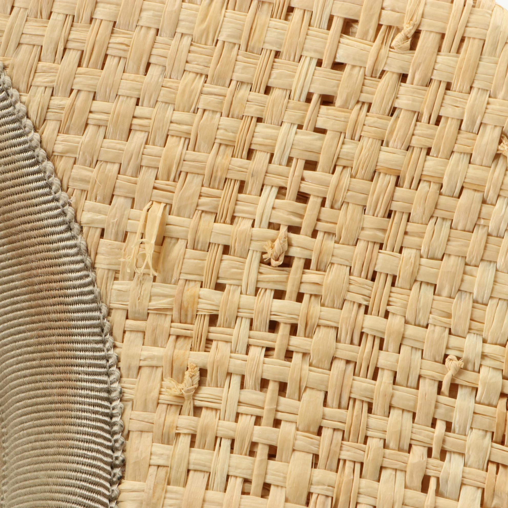 Gucci GG Embroidered Woven Raffia Baseball Cap with Cobra Snakeskin Trim