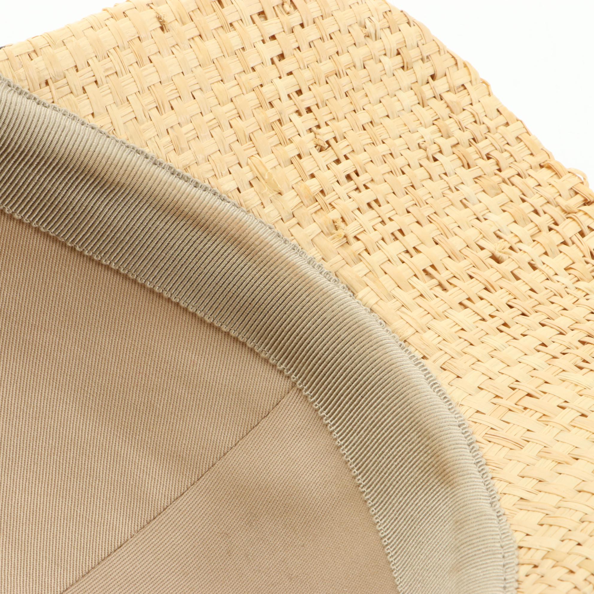 Gucci GG Embroidered Woven Raffia Baseball Cap with Cobra Snakeskin Trim