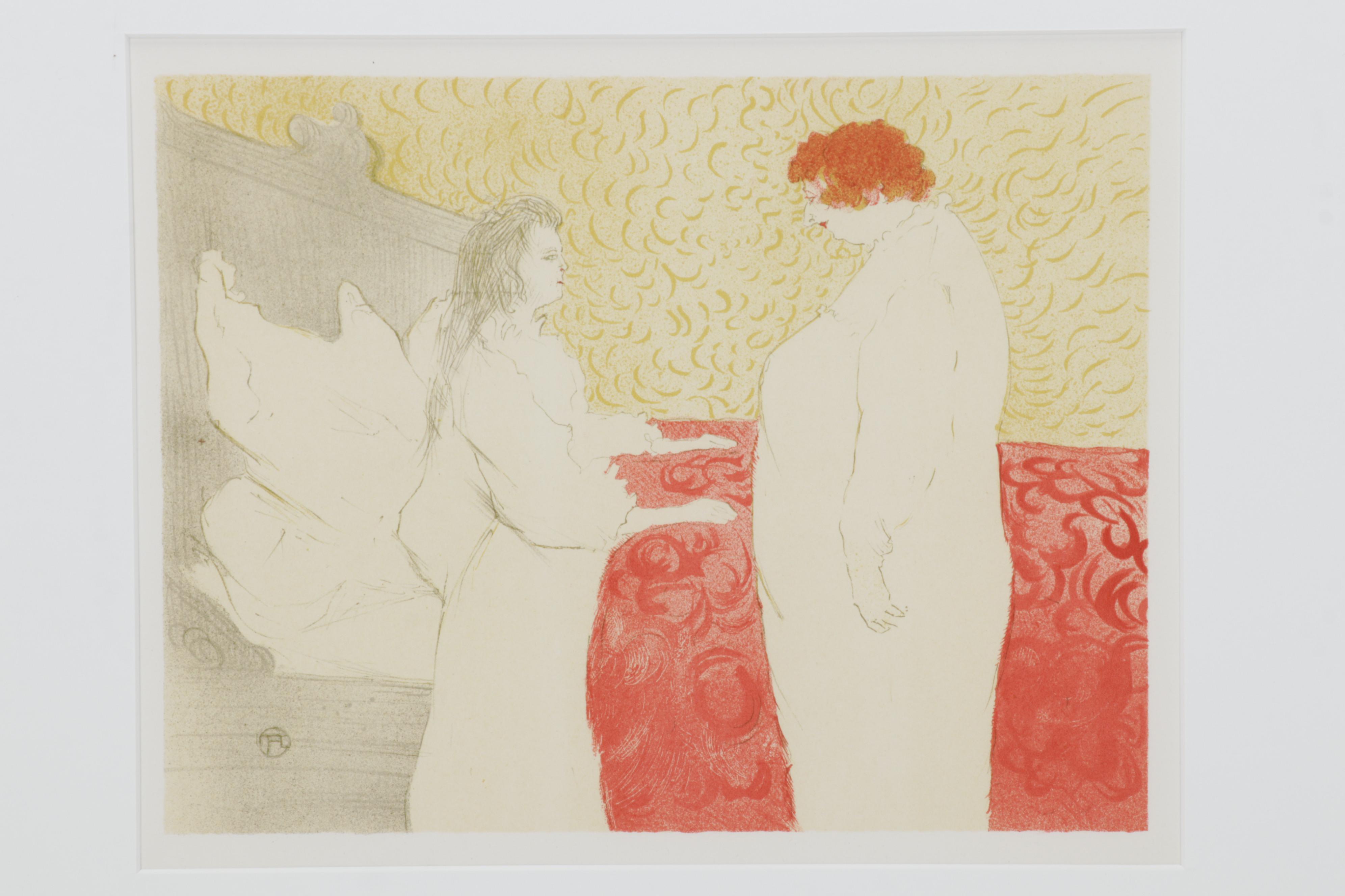 Color Lithograph After Toulouse-Lautrec "Femme au lit" From "Elles," 1952