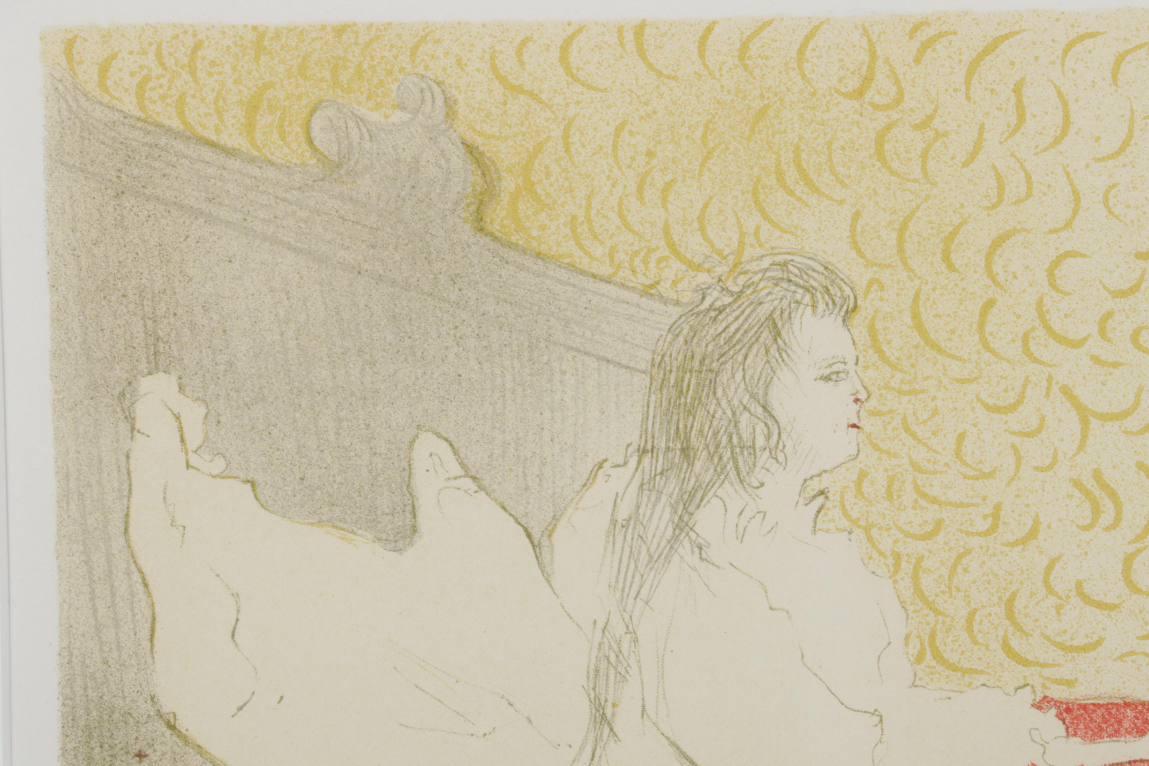 Color Lithograph After Toulouse-Lautrec "Femme au lit" From "Elles," 1952