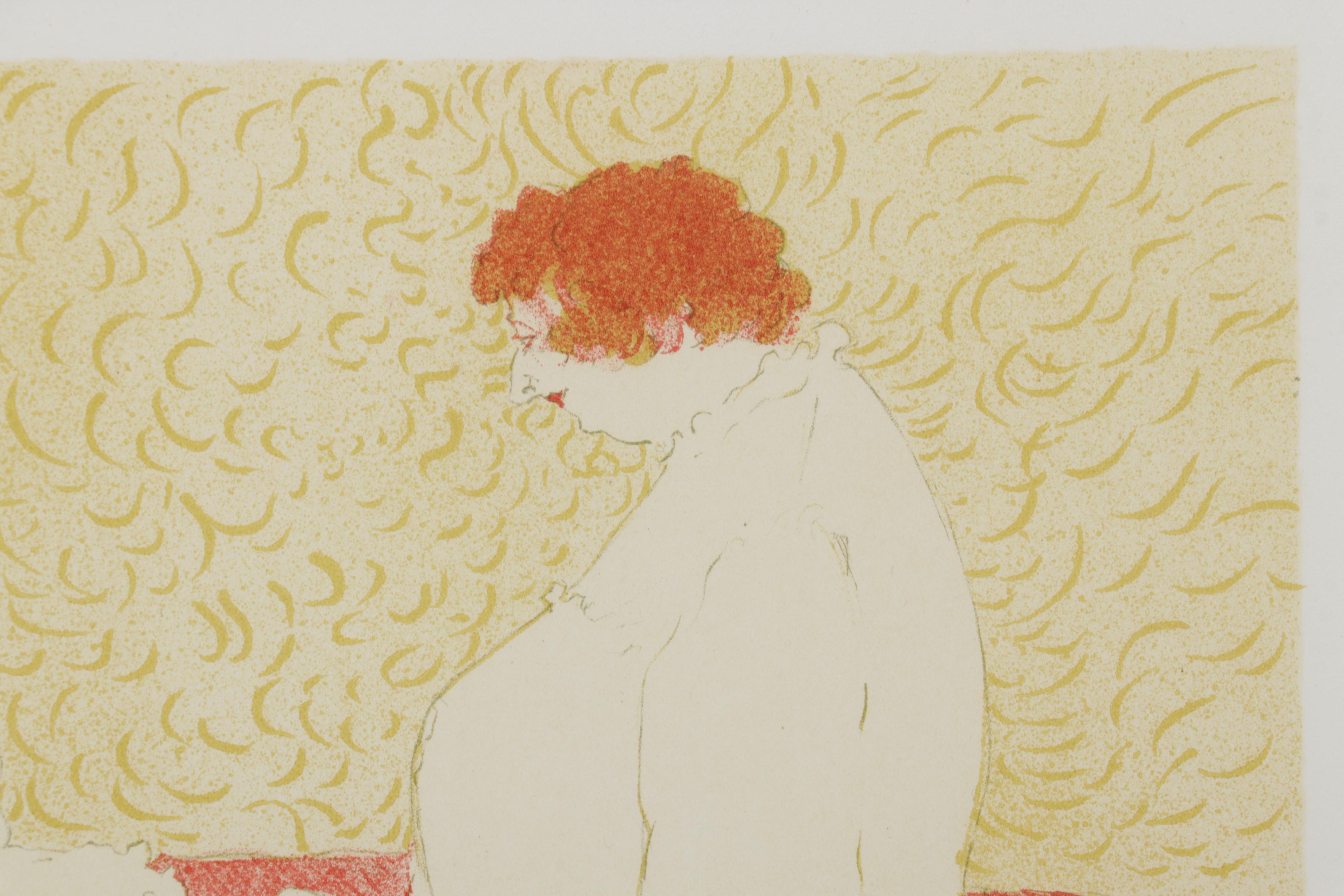 Color Lithograph After Toulouse-Lautrec "Femme au lit" From "Elles," 1952