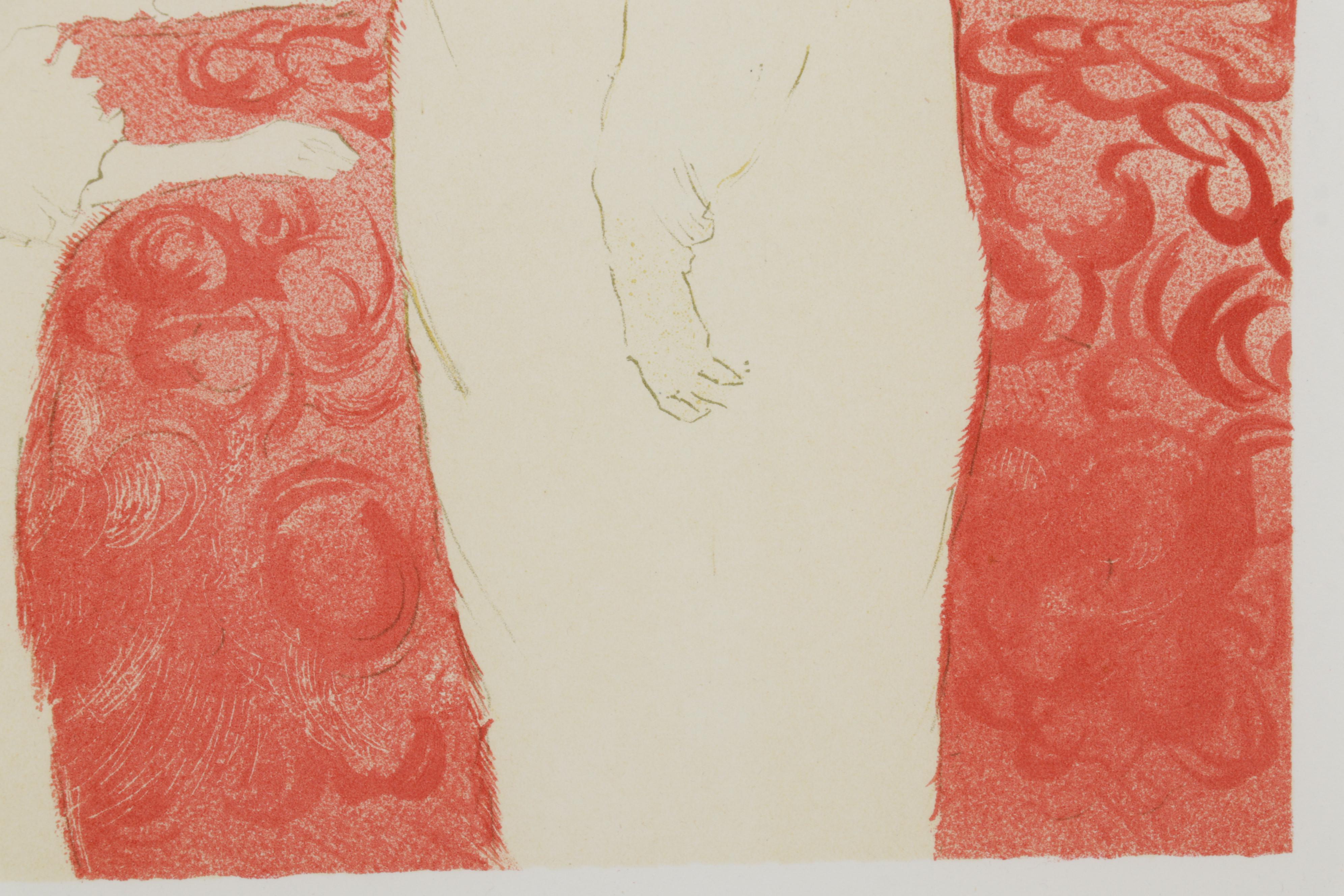 Color Lithograph After Toulouse-Lautrec "Femme au lit" From "Elles," 1952
