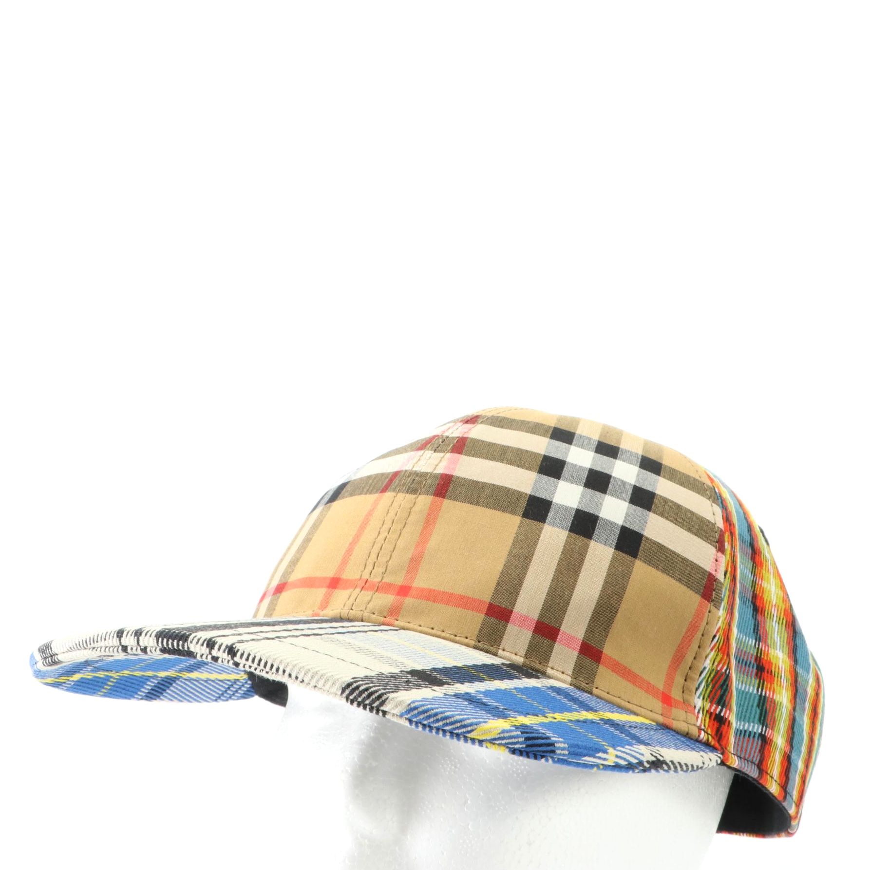 Burberry Baseball Cap in Vintage Check and Mixed Tartan Plaid Textiles, NWT