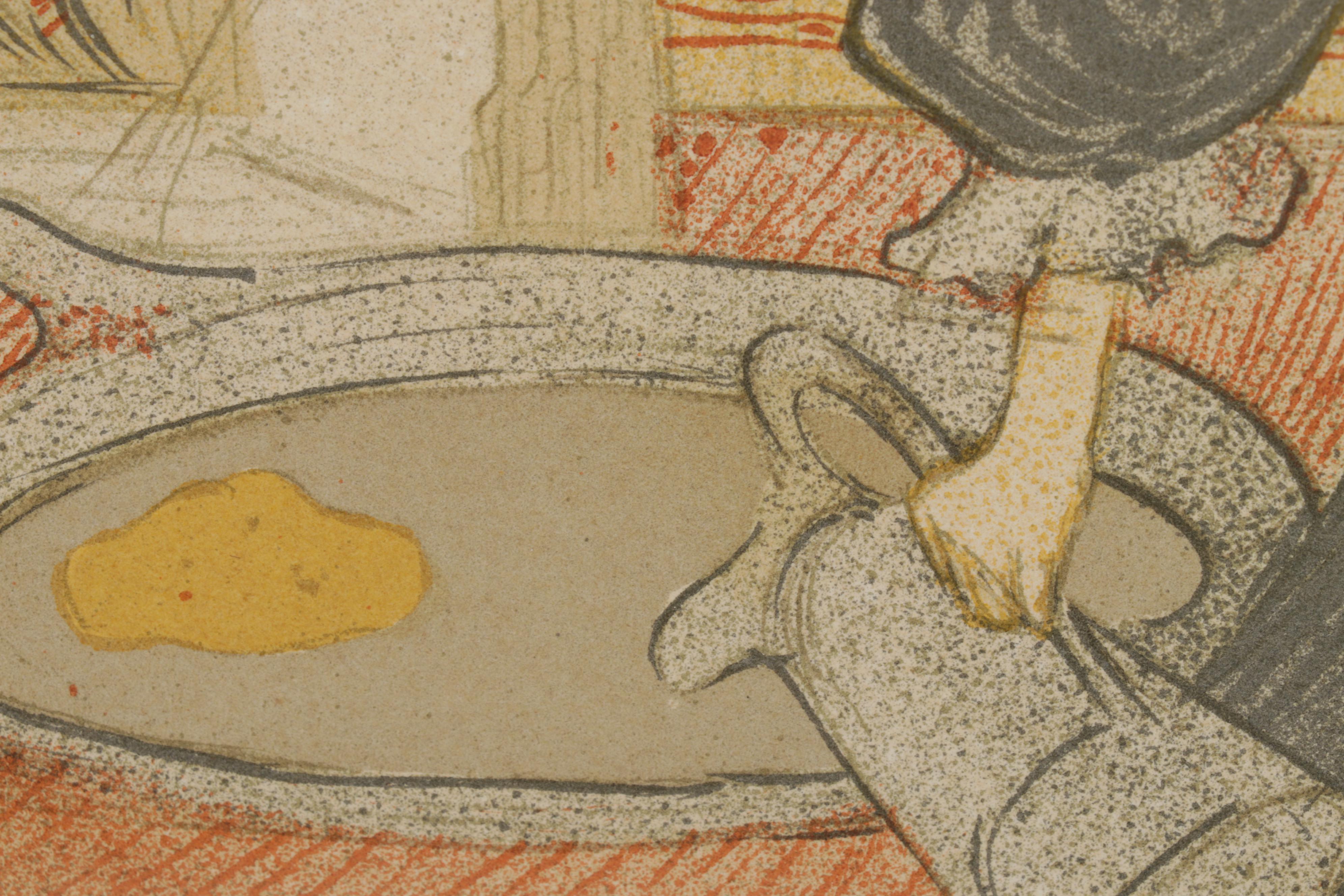 Color Lithograph After Toulouse-Lautrec "Femme au tub" From "Elles," 1952