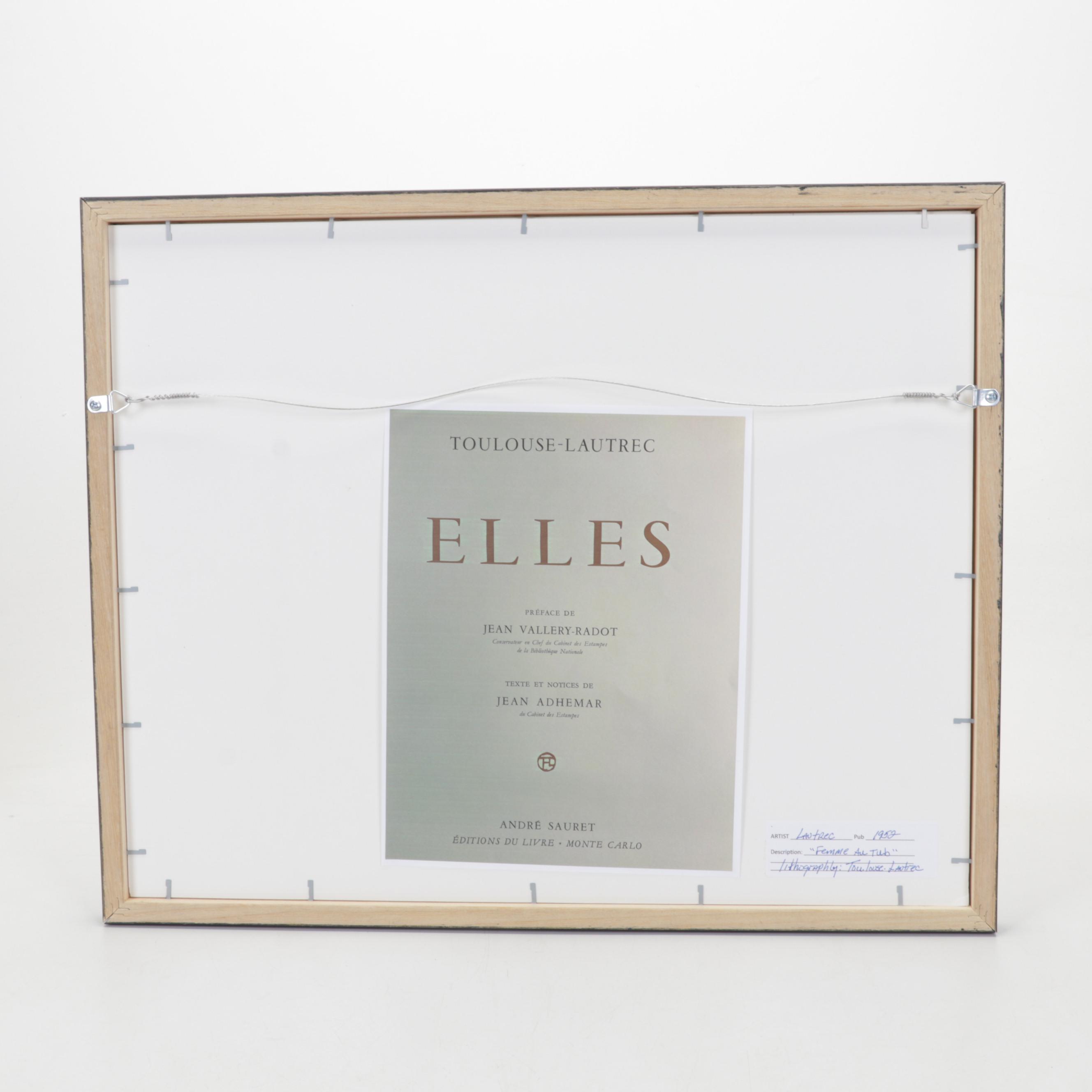 Color Lithograph After Toulouse-Lautrec "Femme au tub" From "Elles," 1952