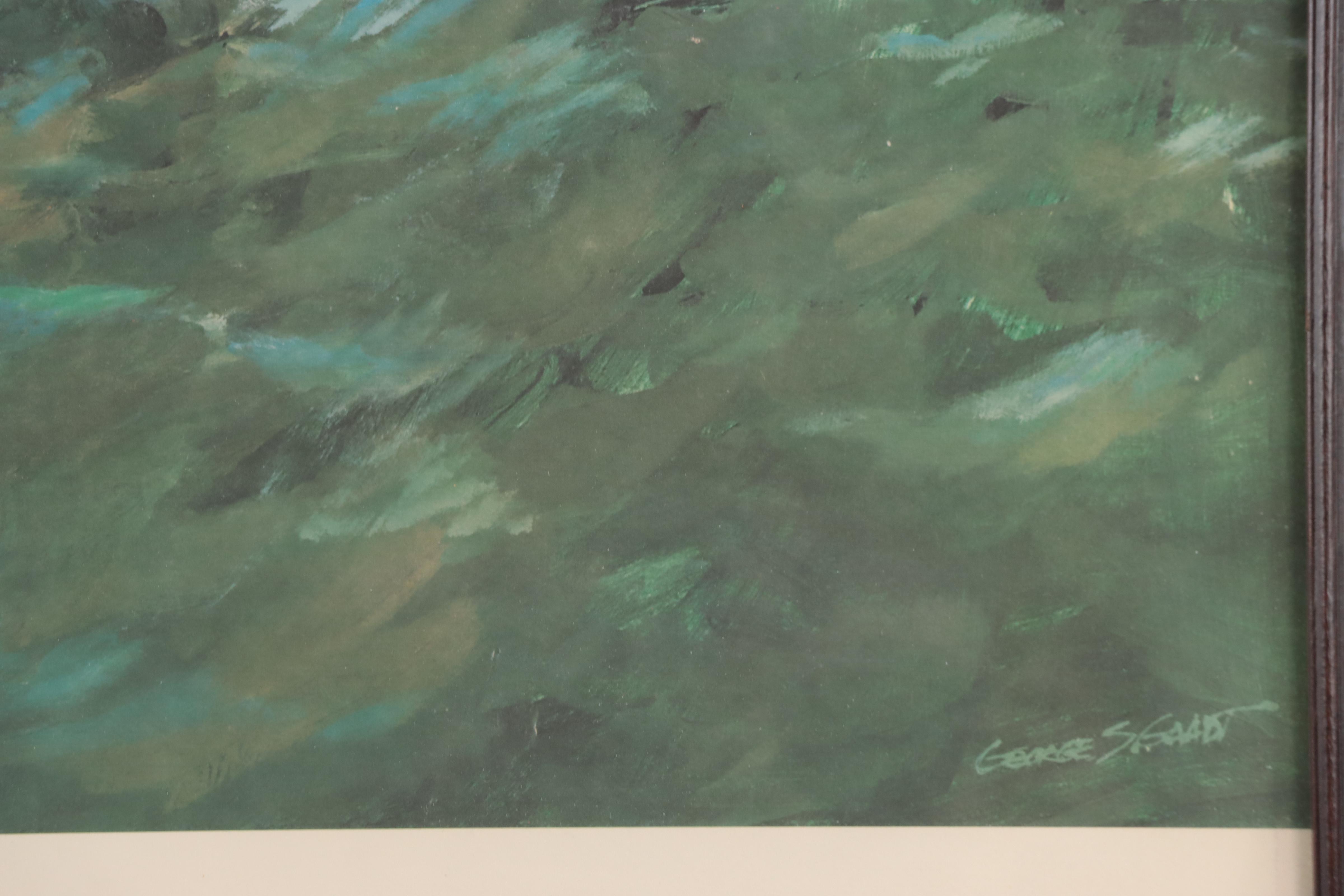 Offset Lithograph After George Gaadt of America's Cup Racing Yacht "The Ranger"