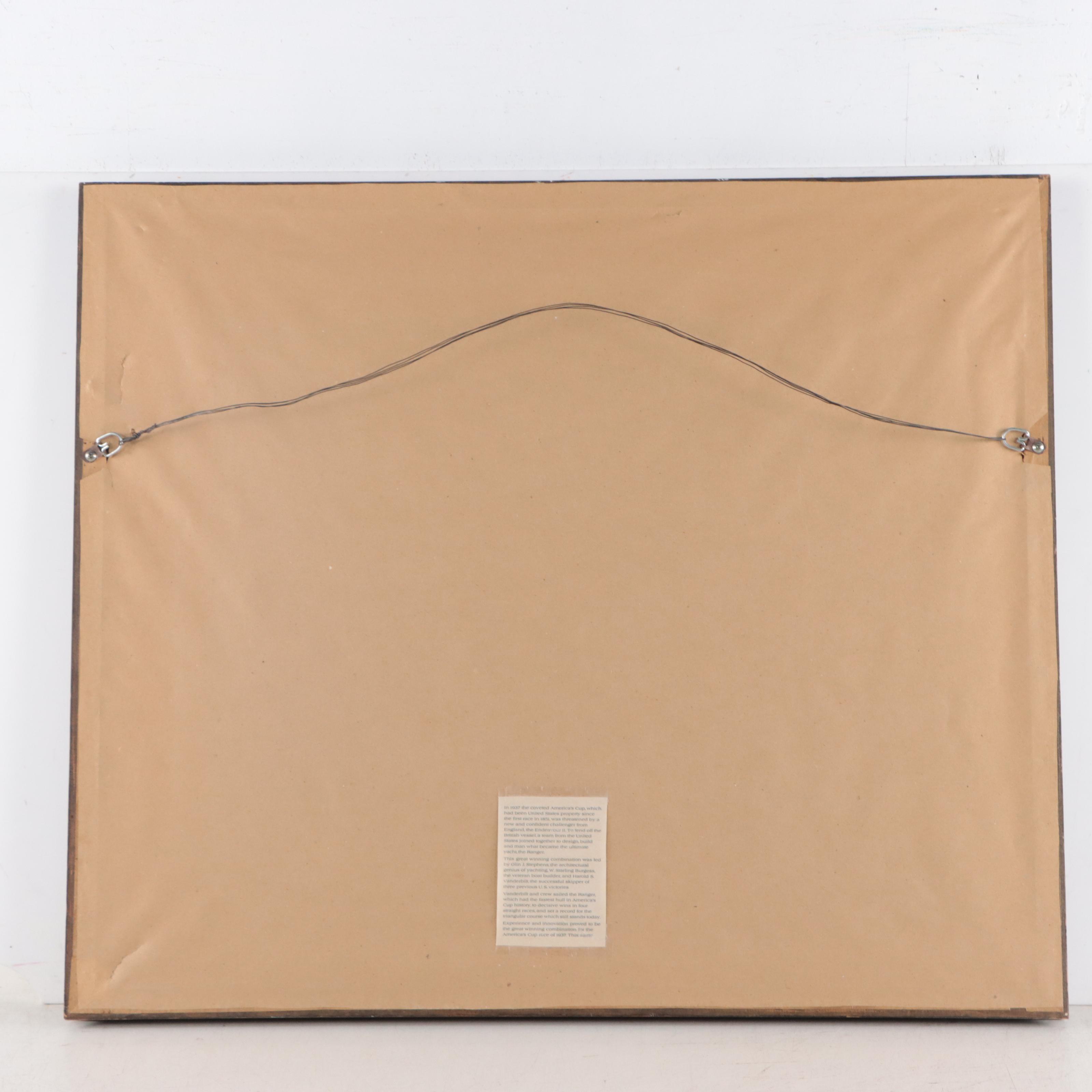 Offset Lithograph After George Gaadt of America's Cup Racing Yacht "The Ranger"