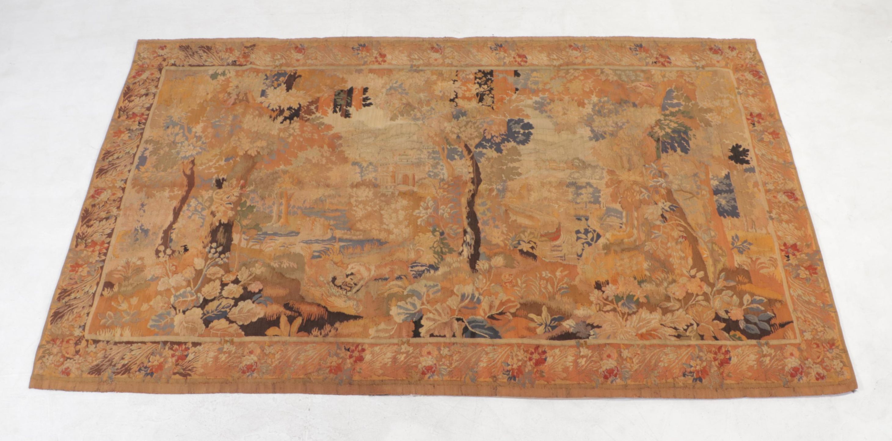 Flemish Landscape Woven Tapestry, 19th Century