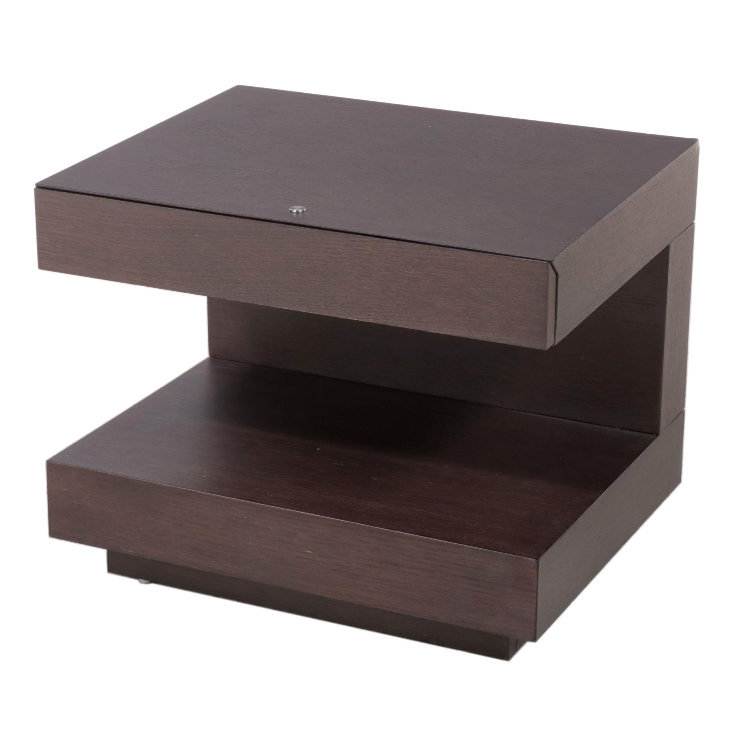 Contemporary Lighted Espresso-Finish End Table