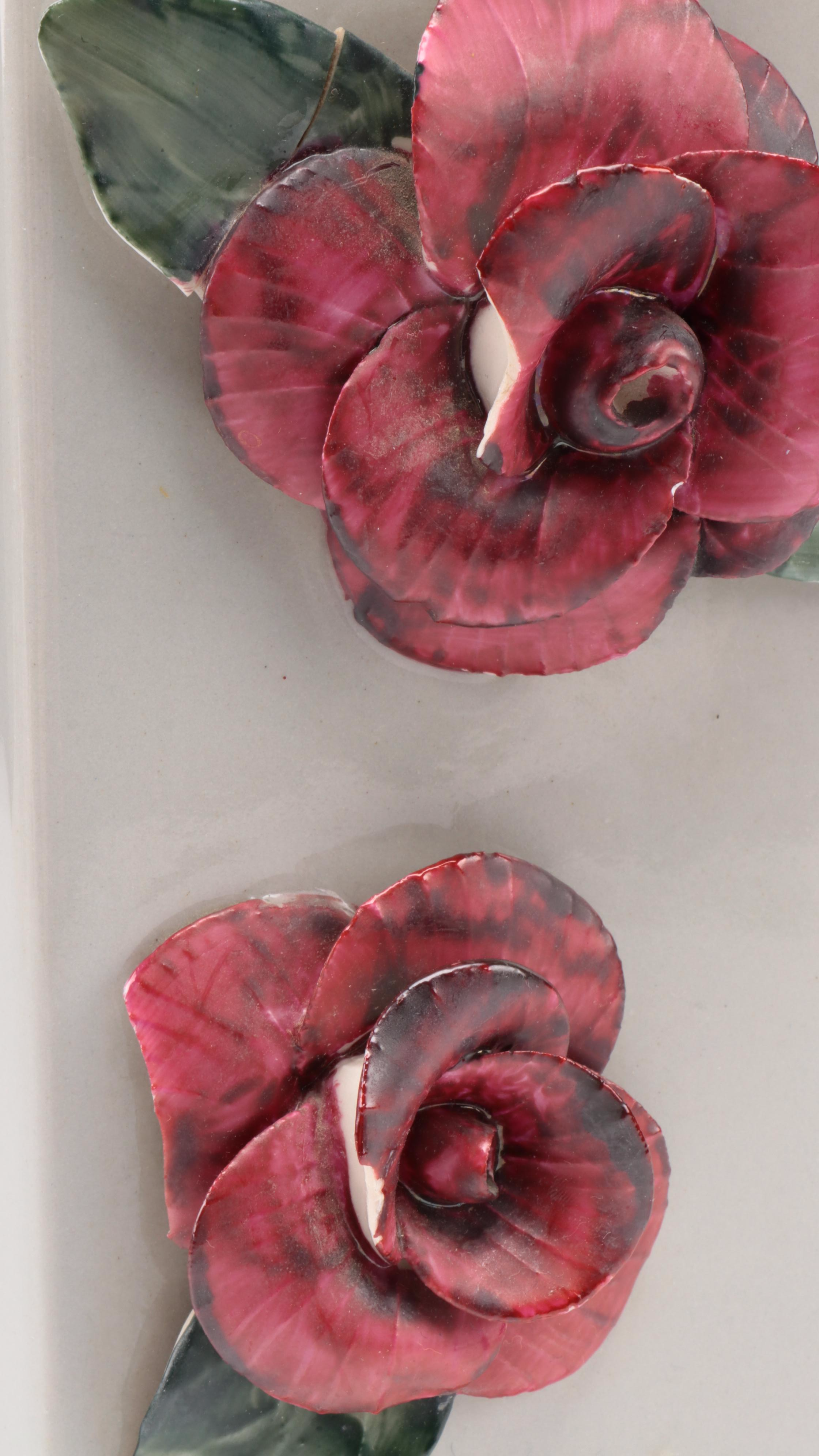 Gilded Ceramic Floral Lamps, Mid-20th Century