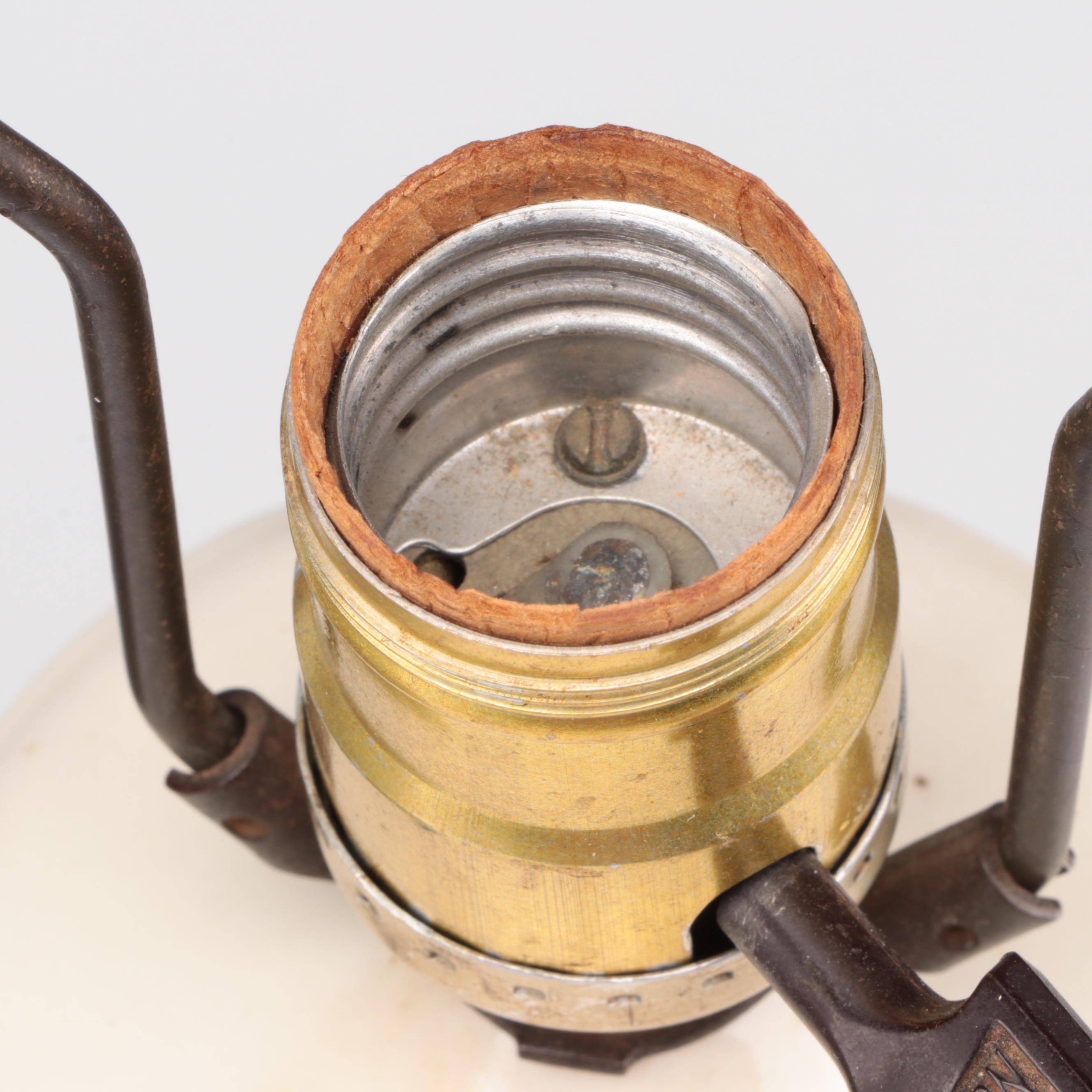 Gilded Ceramic Floral Lamps, Mid-20th Century