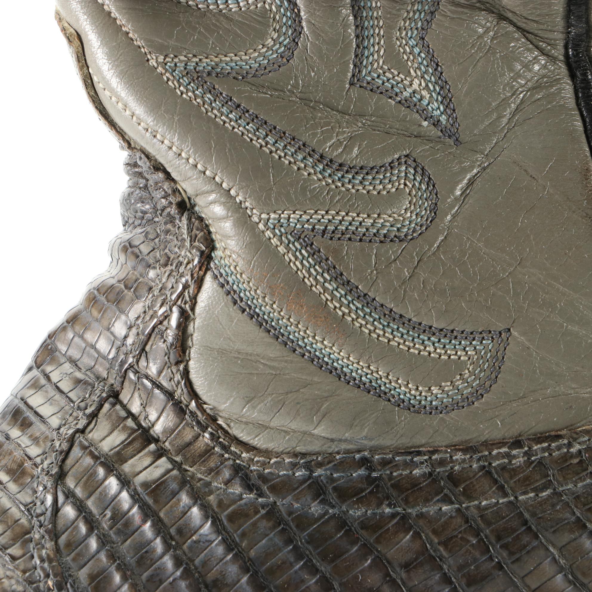 Men's Tony Lama Western 8117 Boots in Lizard Skin and Leather