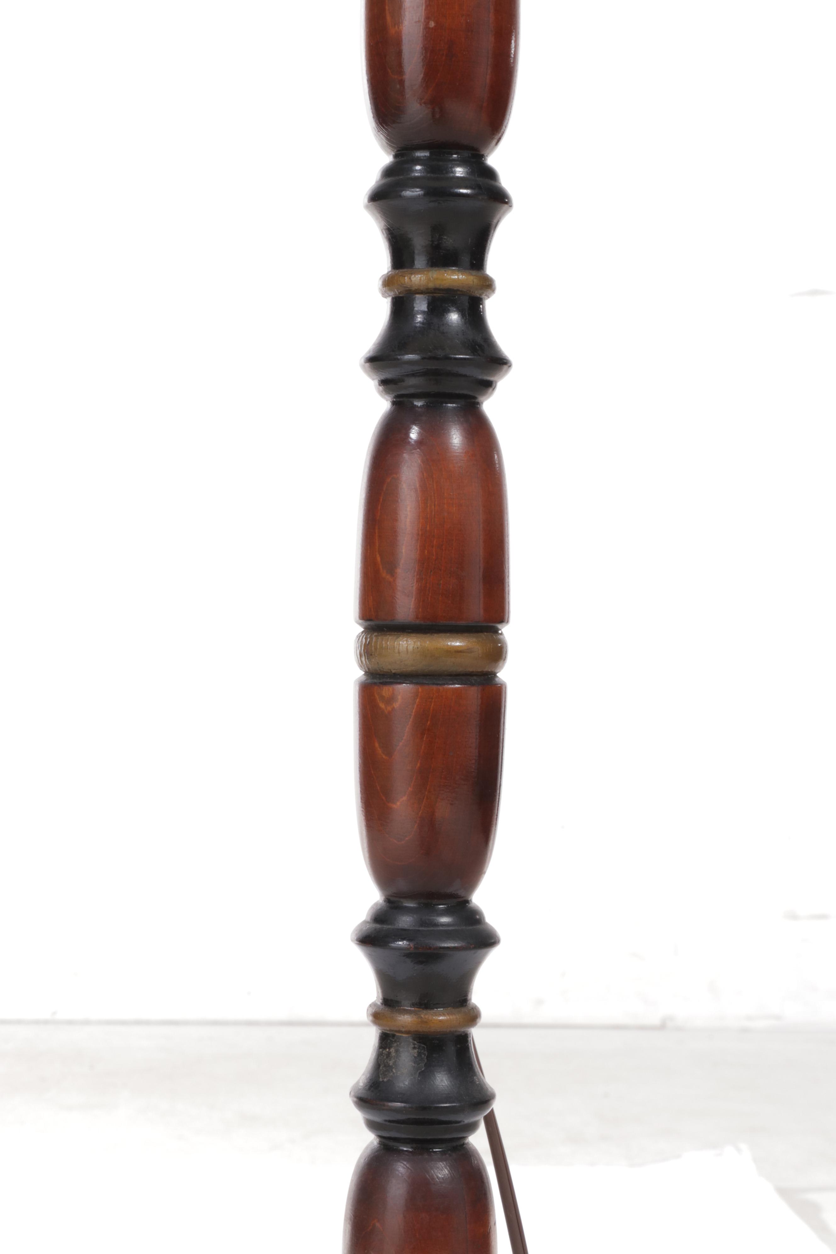 Ebonized and Parcel-Gilt Hardwood Floor Lamp, Early to Mid 20th Century