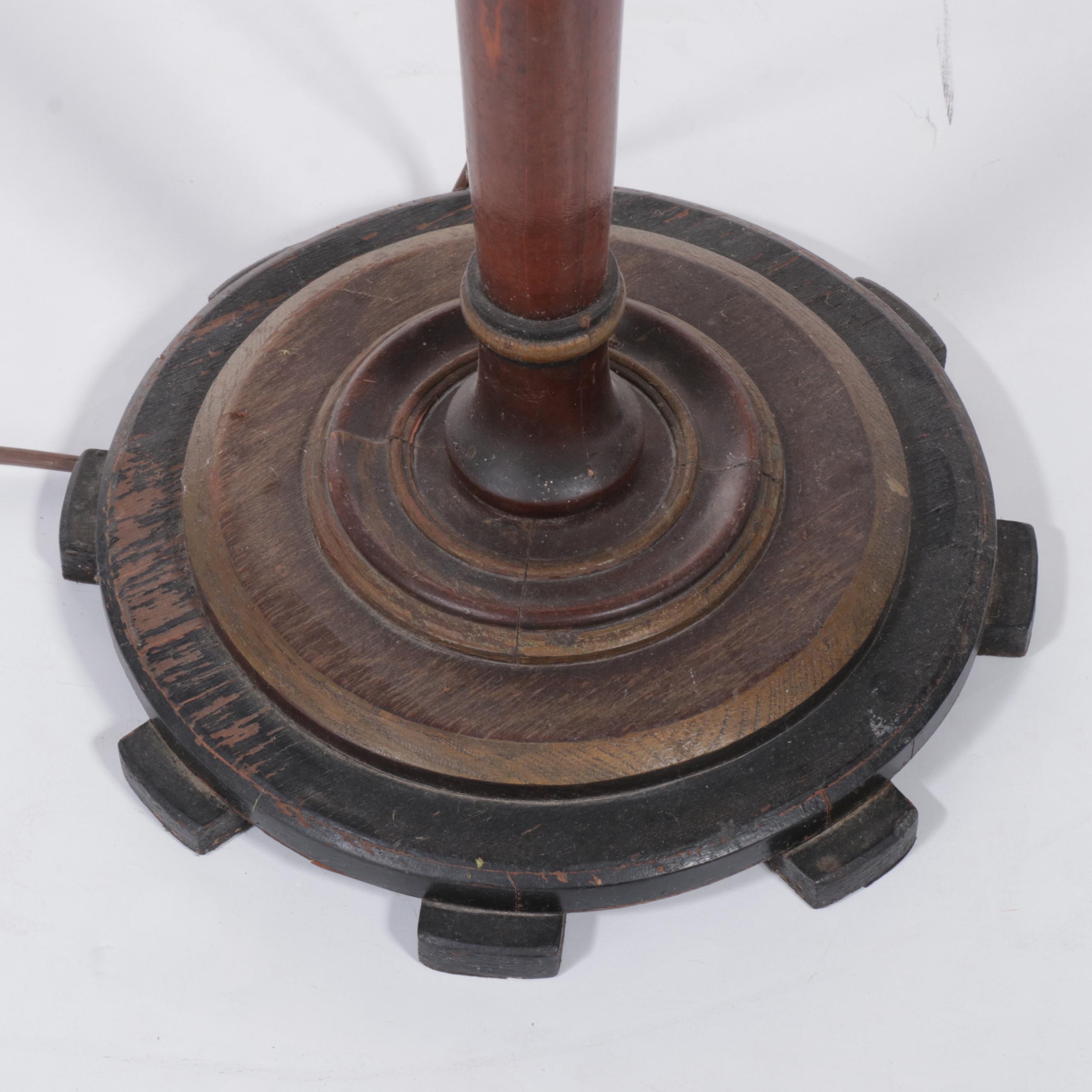 Ebonized and Parcel-Gilt Hardwood Floor Lamp, Early to Mid 20th Century