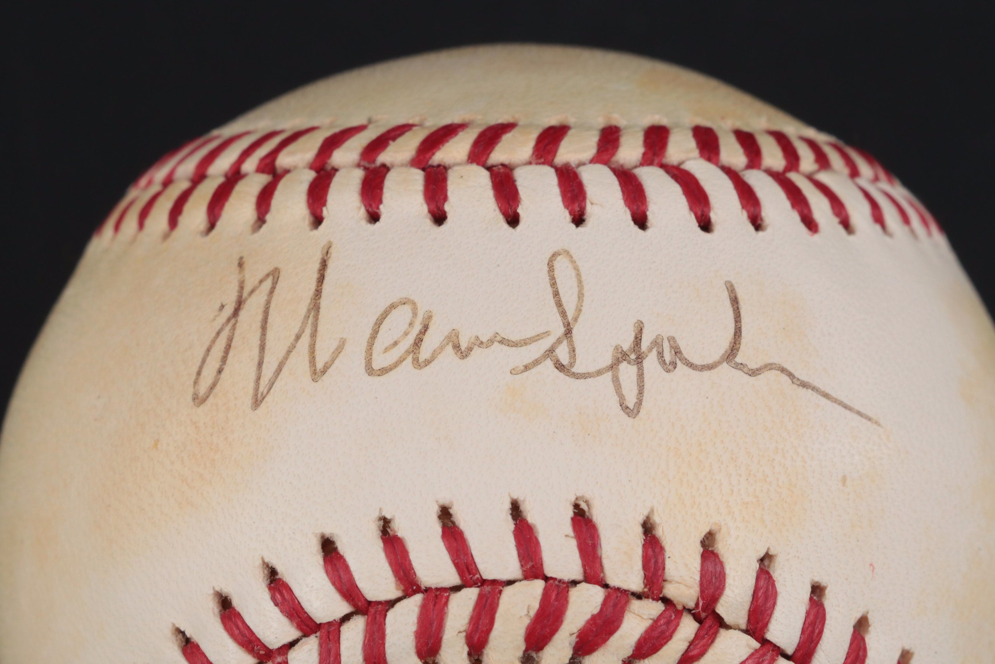 Warren Spahn and Leo Durocher Signed Rawlings Giamatti National League Baseball