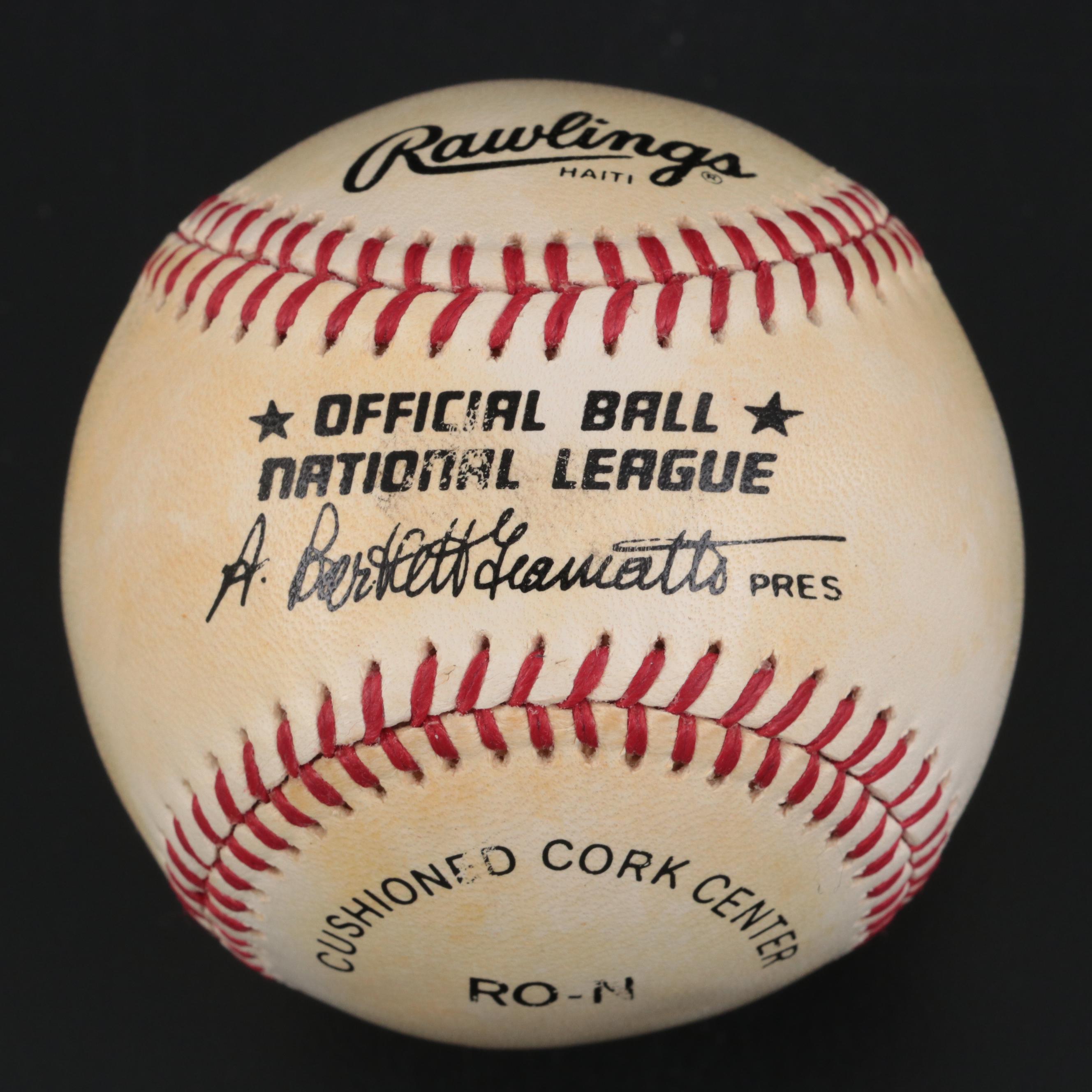 Warren Spahn and Leo Durocher Signed Rawlings Giamatti National League Baseball