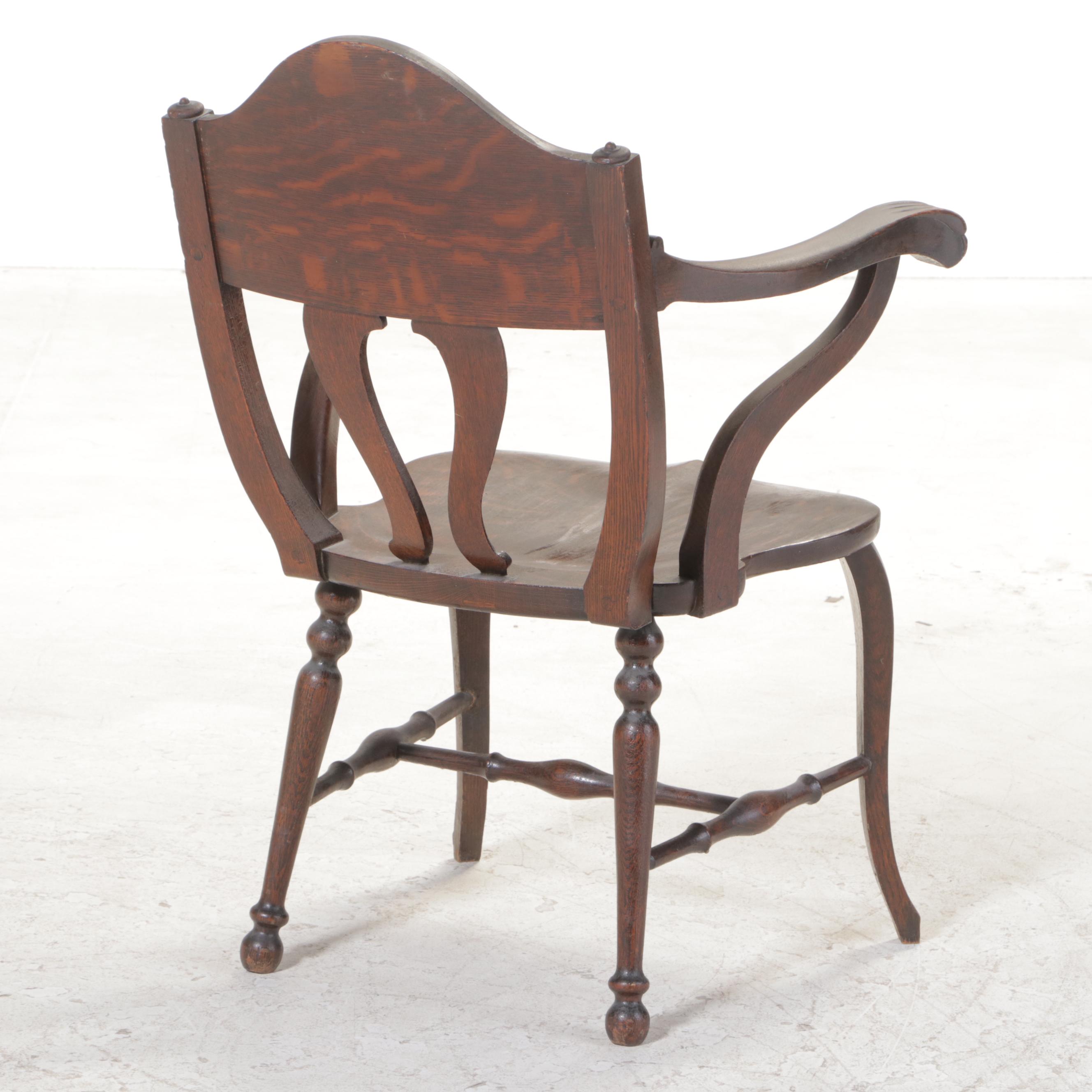 American Renaissance Revival Carved and Quartersawn Oak Armchair, circa 1900