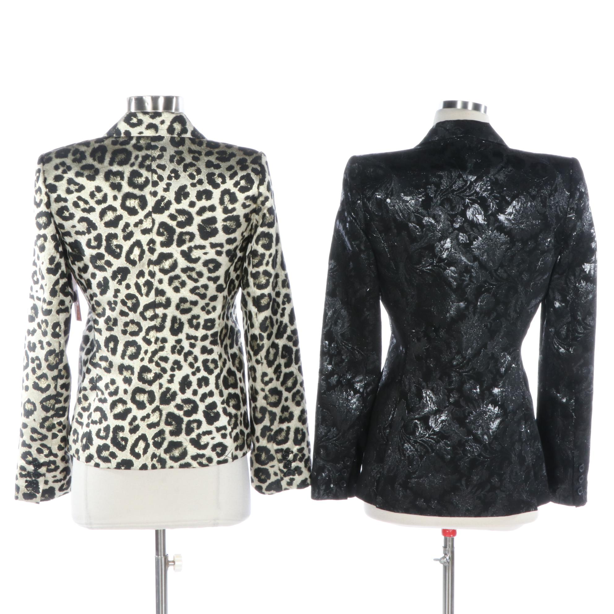 Alice +  Olivia Metallic Floral and Leopard Motif Jackets