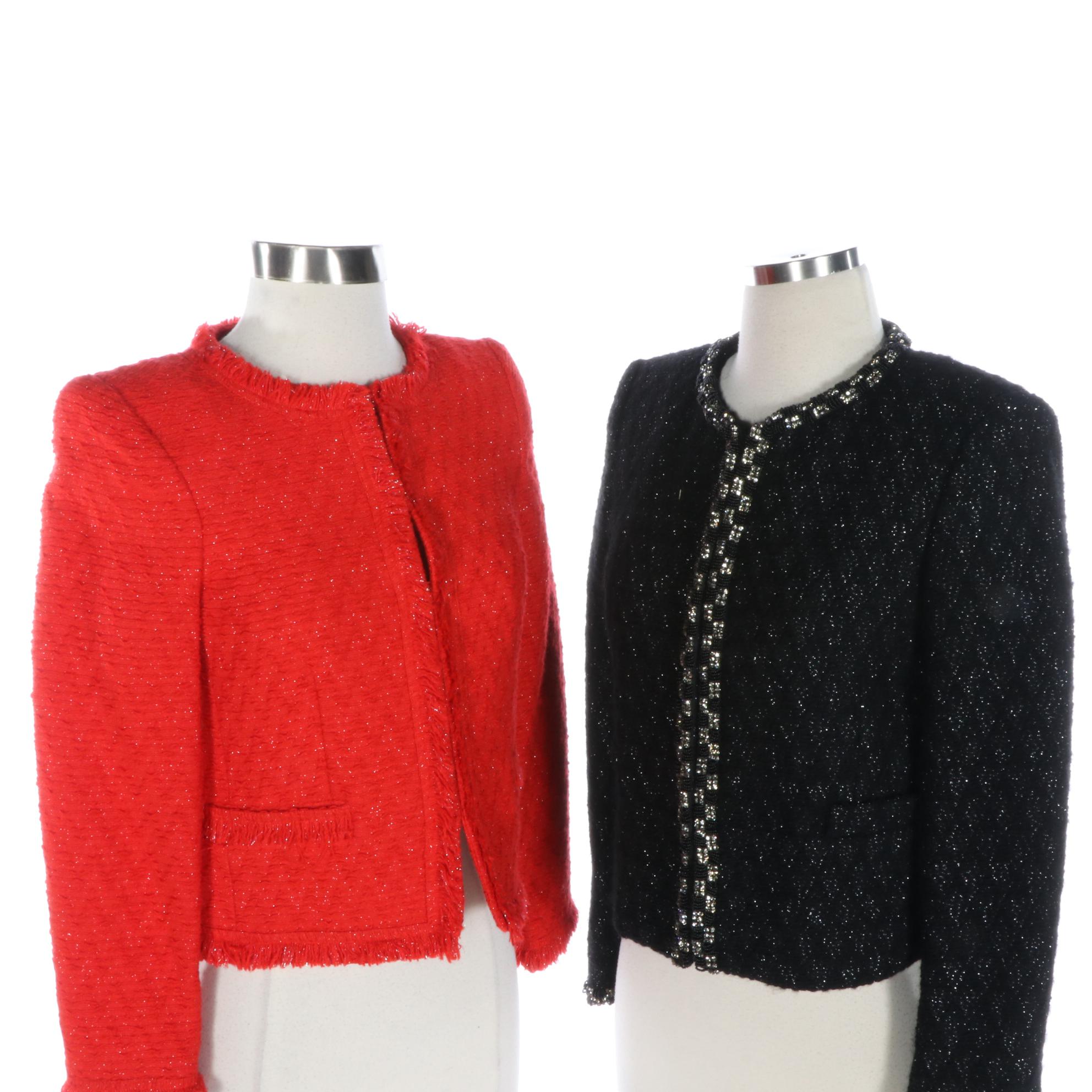 Alice + Olivia Metallic Flecked Tweed Jackets