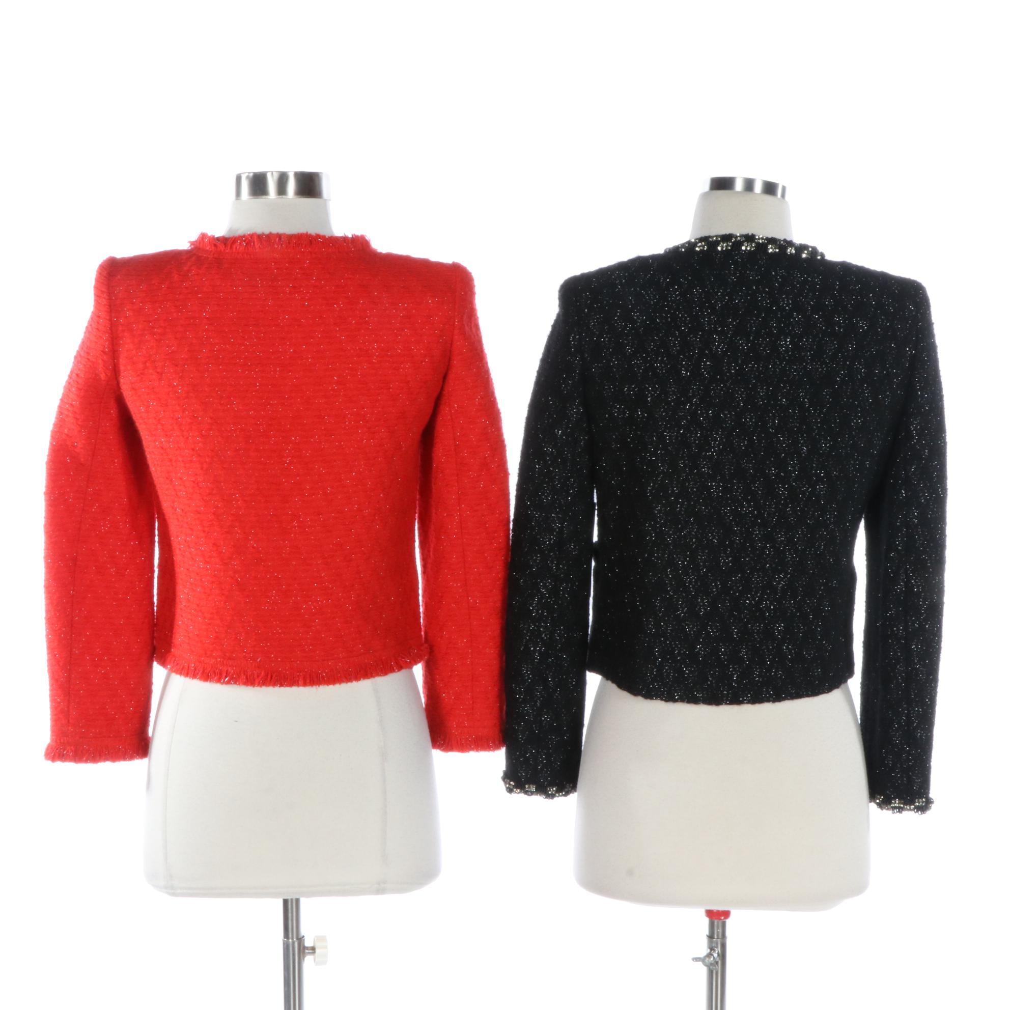 Alice + Olivia Metallic Flecked Tweed Jackets