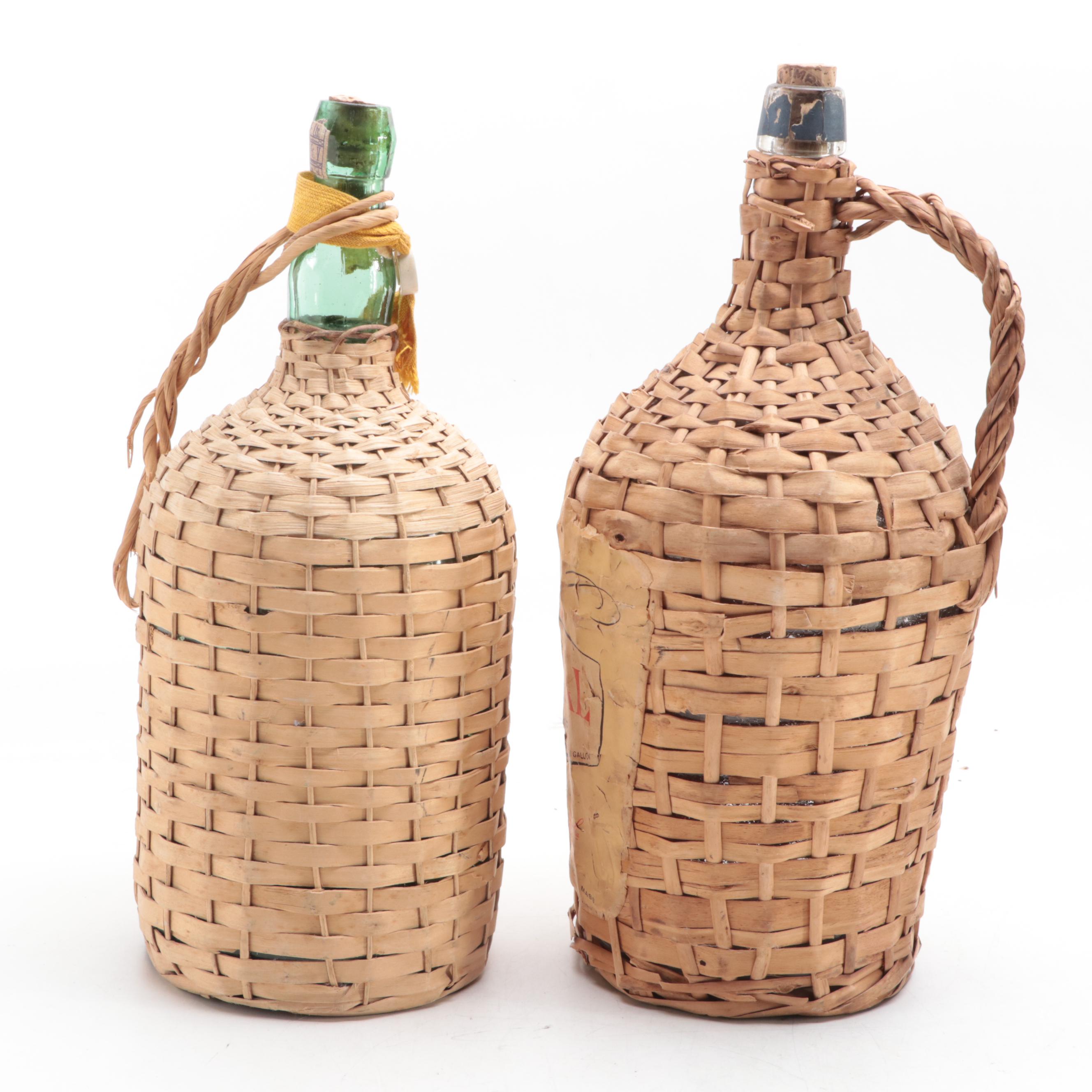 Woven Wine Jugs and Basket with Marble Tray and Champagne Sign