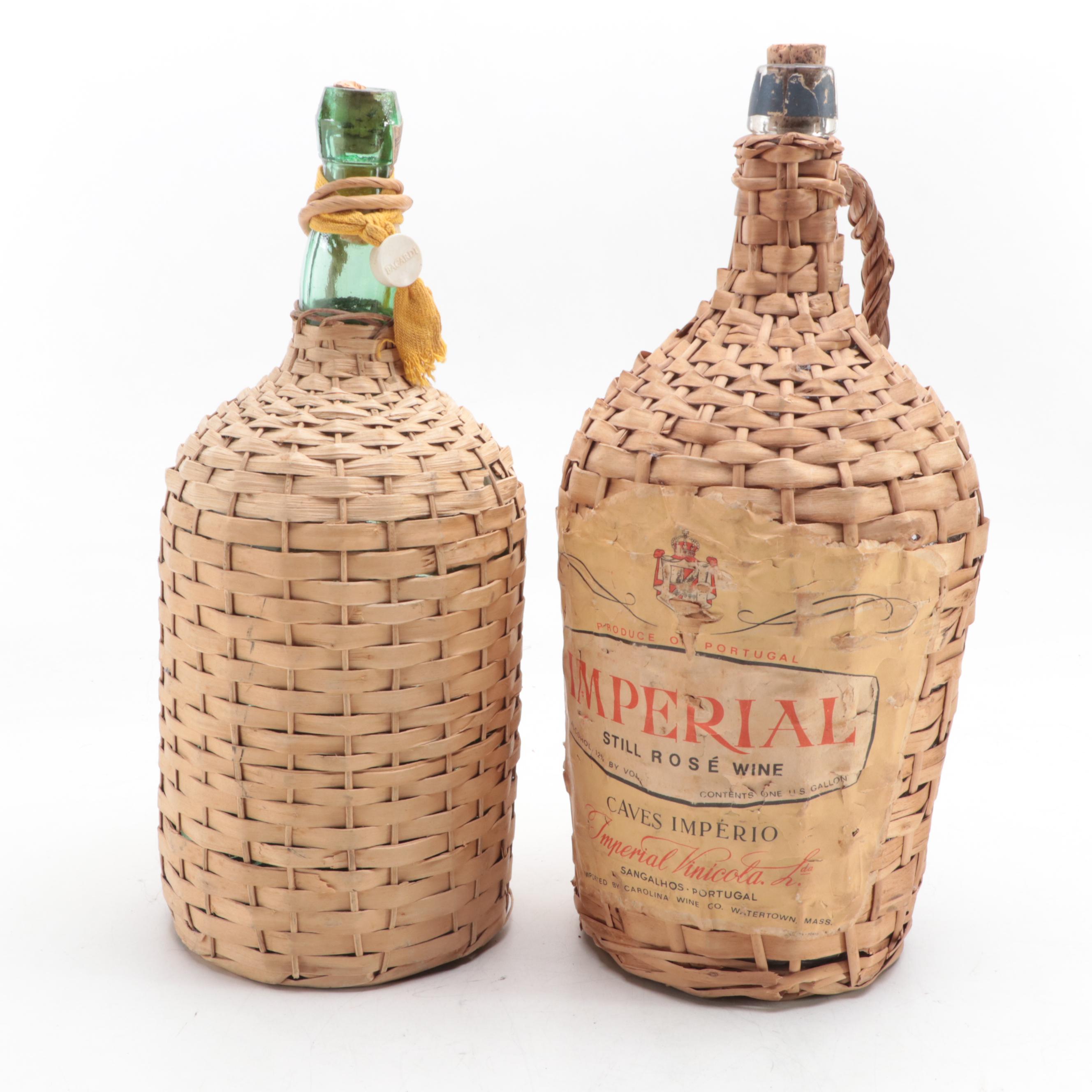 Woven Wine Jugs and Basket with Marble Tray and Champagne Sign