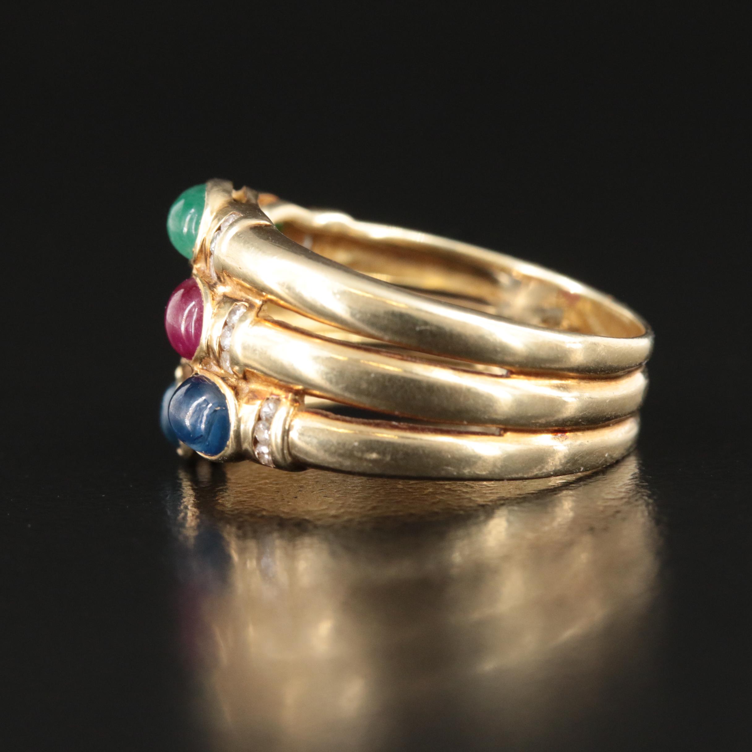 14K Sapphire, Ruby and Diamond Ring